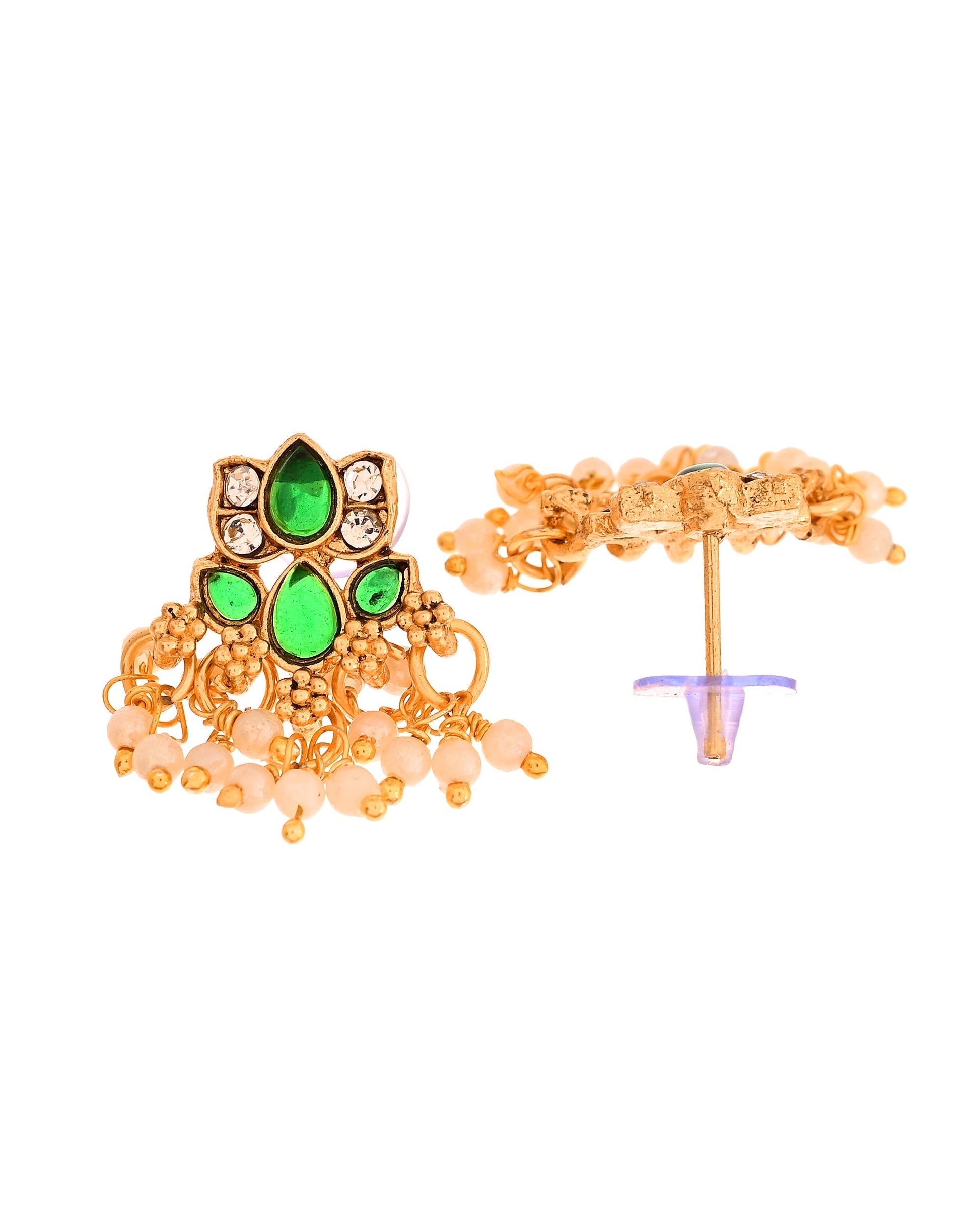 VOJ Gold Tone Green Floral Necklace Set  Grab2Buy VOJ Grab2Buy