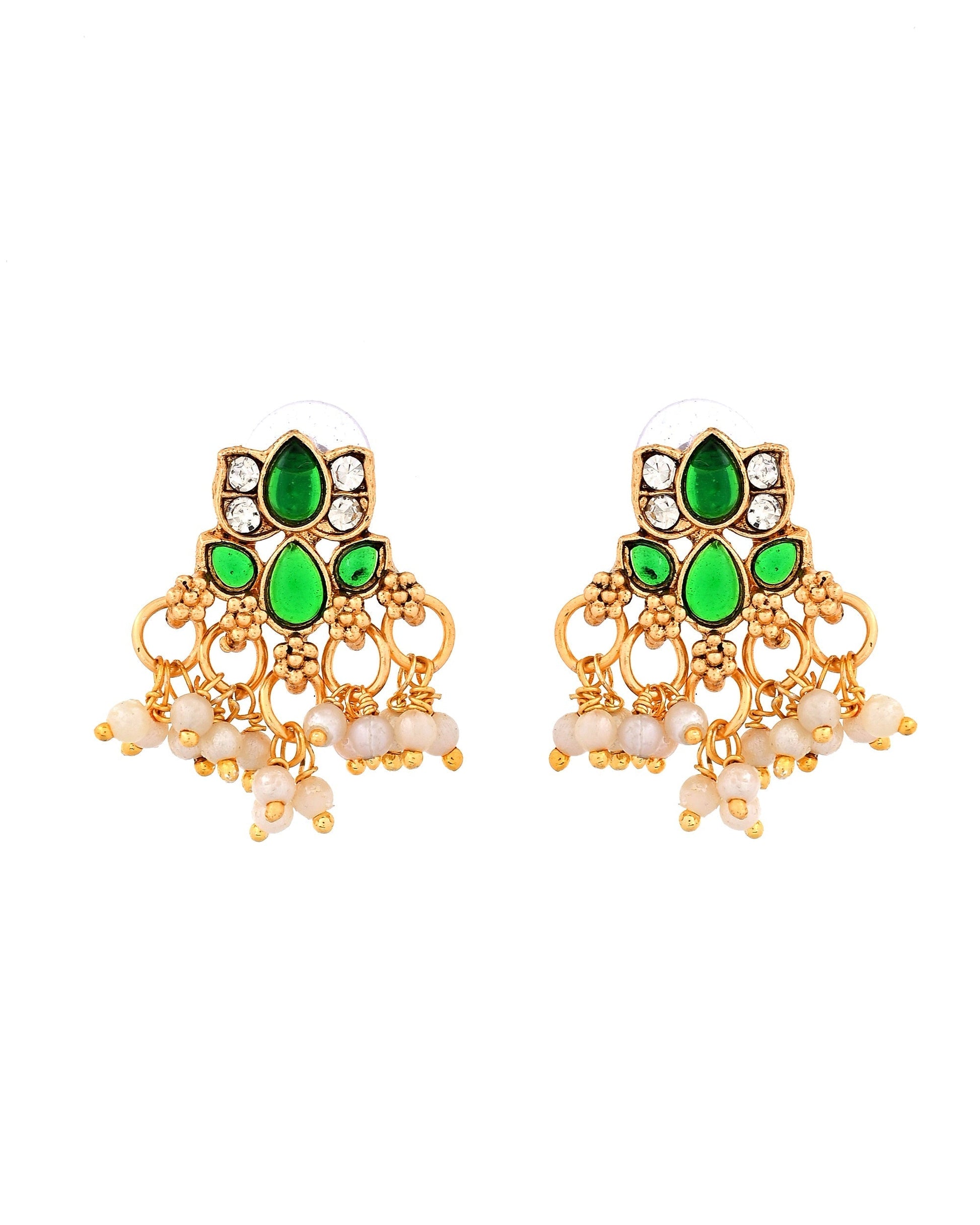 VOJ Gold Tone Green Floral Necklace Set  Grab2Buy VOJ Grab2Buy