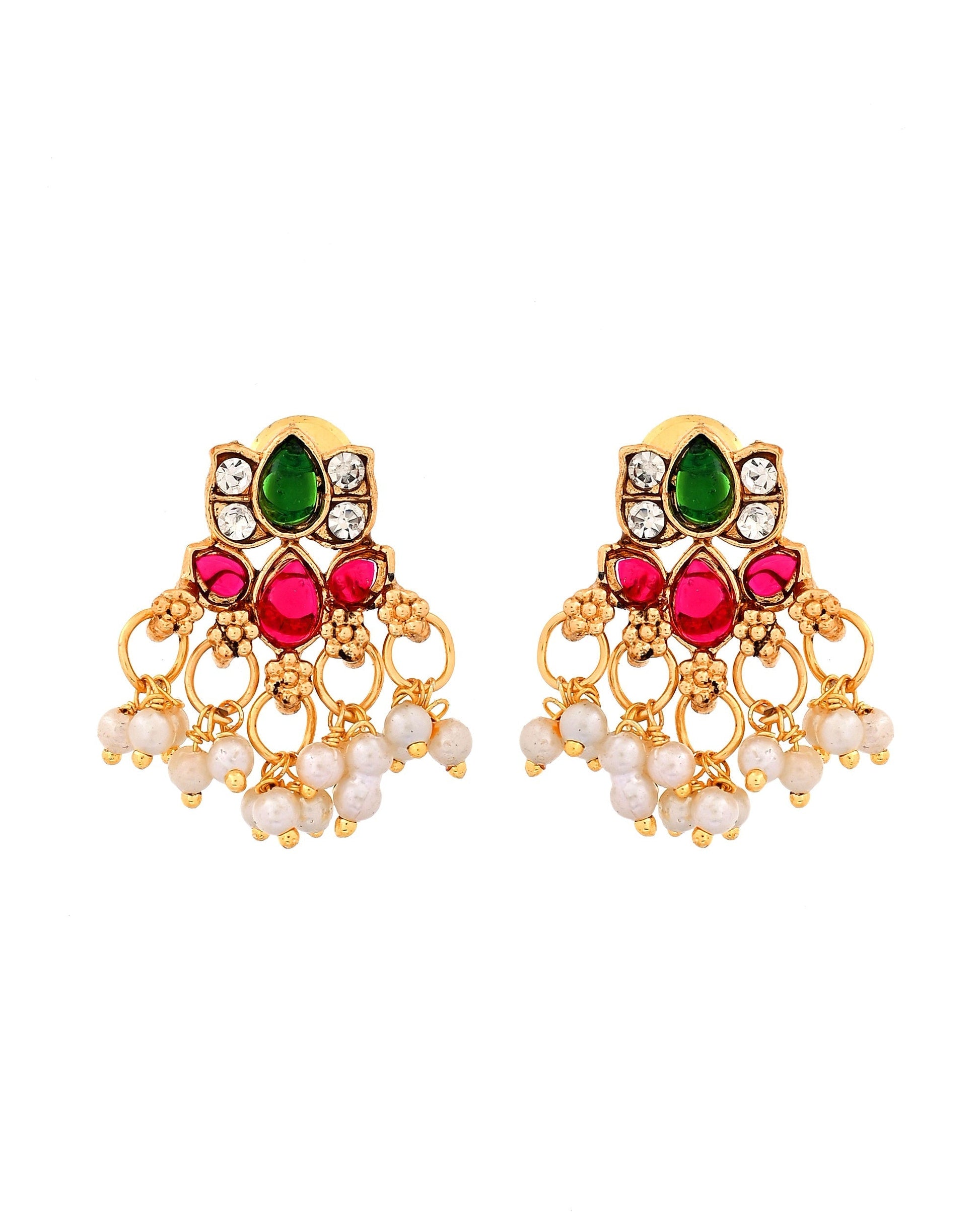VOJ Gold Tone Multi Colour Floral Necklace Set  Grab2Buy VOJ Grab2Buy