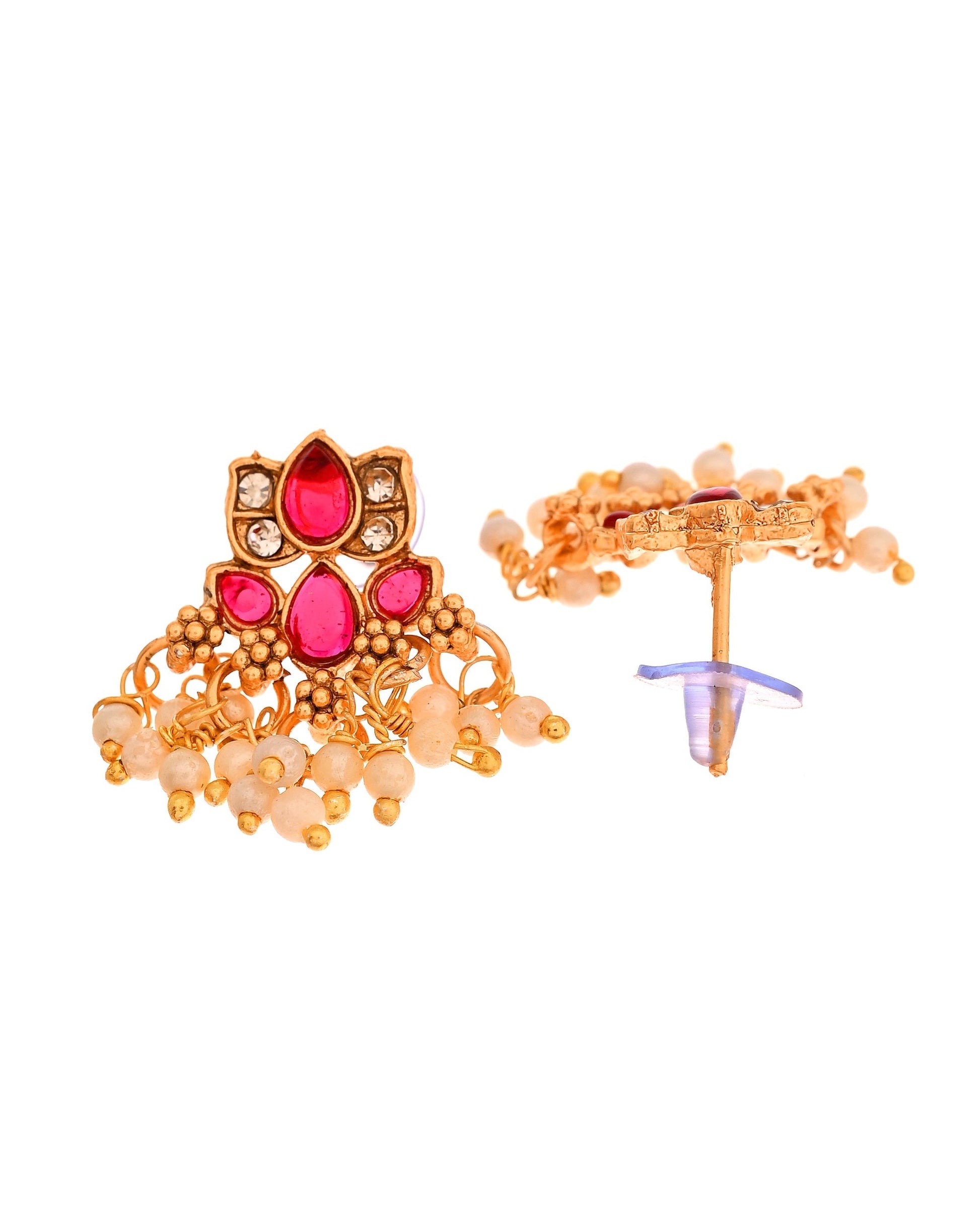 VOJ Gold Tone Ruby Red Floral Necklace Set  Grab2Buy VOJ Grab2Buy