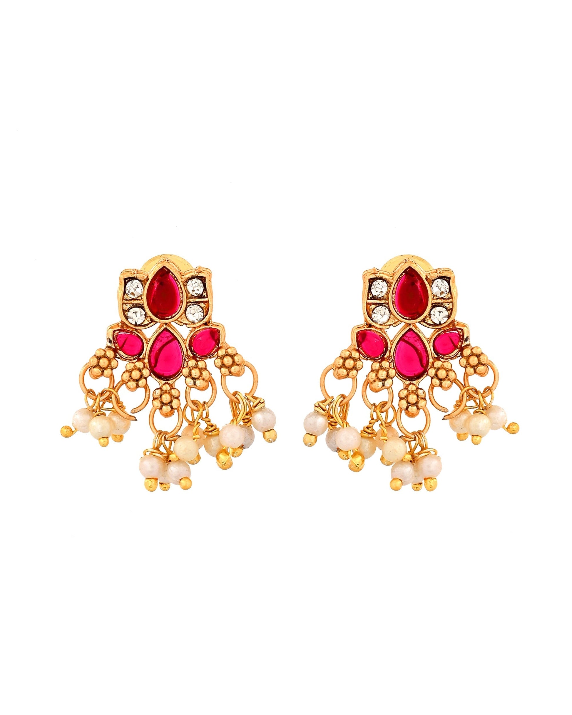 VOJ Gold Tone Ruby Red Floral Necklace Set  Grab2Buy VOJ Grab2Buy