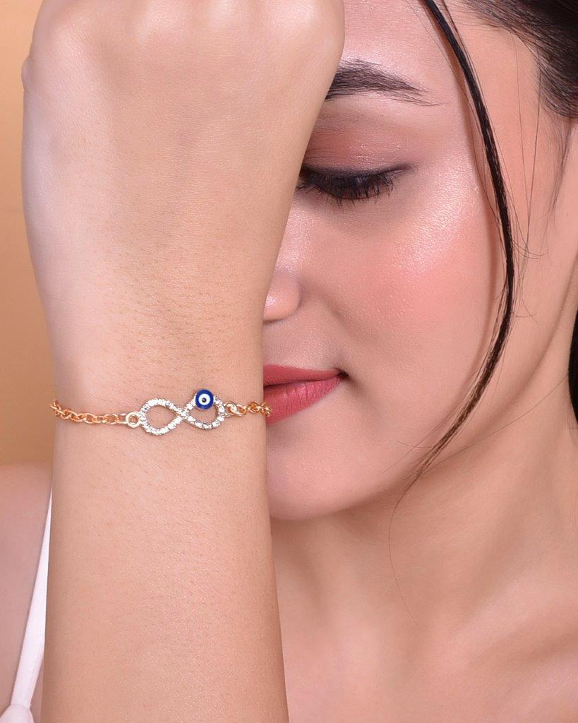 VOJ Gold-Polished Evil Eye Charm Bracelet | Grab2Buy
