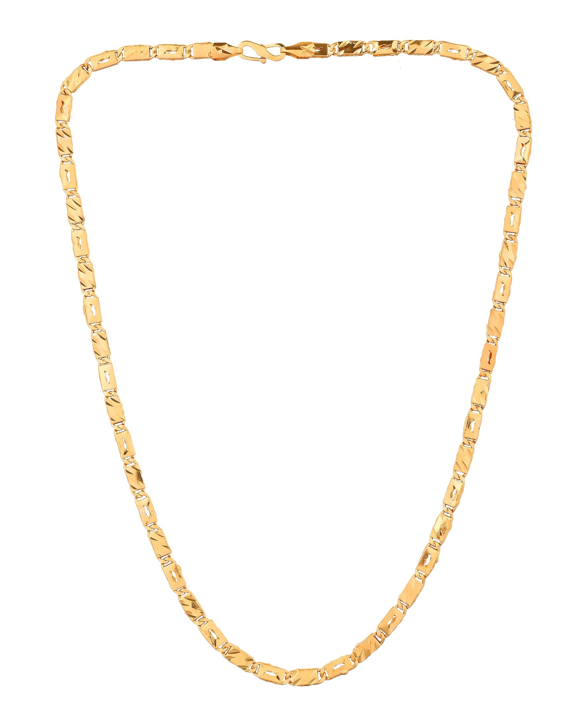 VOJ Gold Plated Wave Design Biscuit Chain For Men  Grab2Buy VOJ Grab2Buy