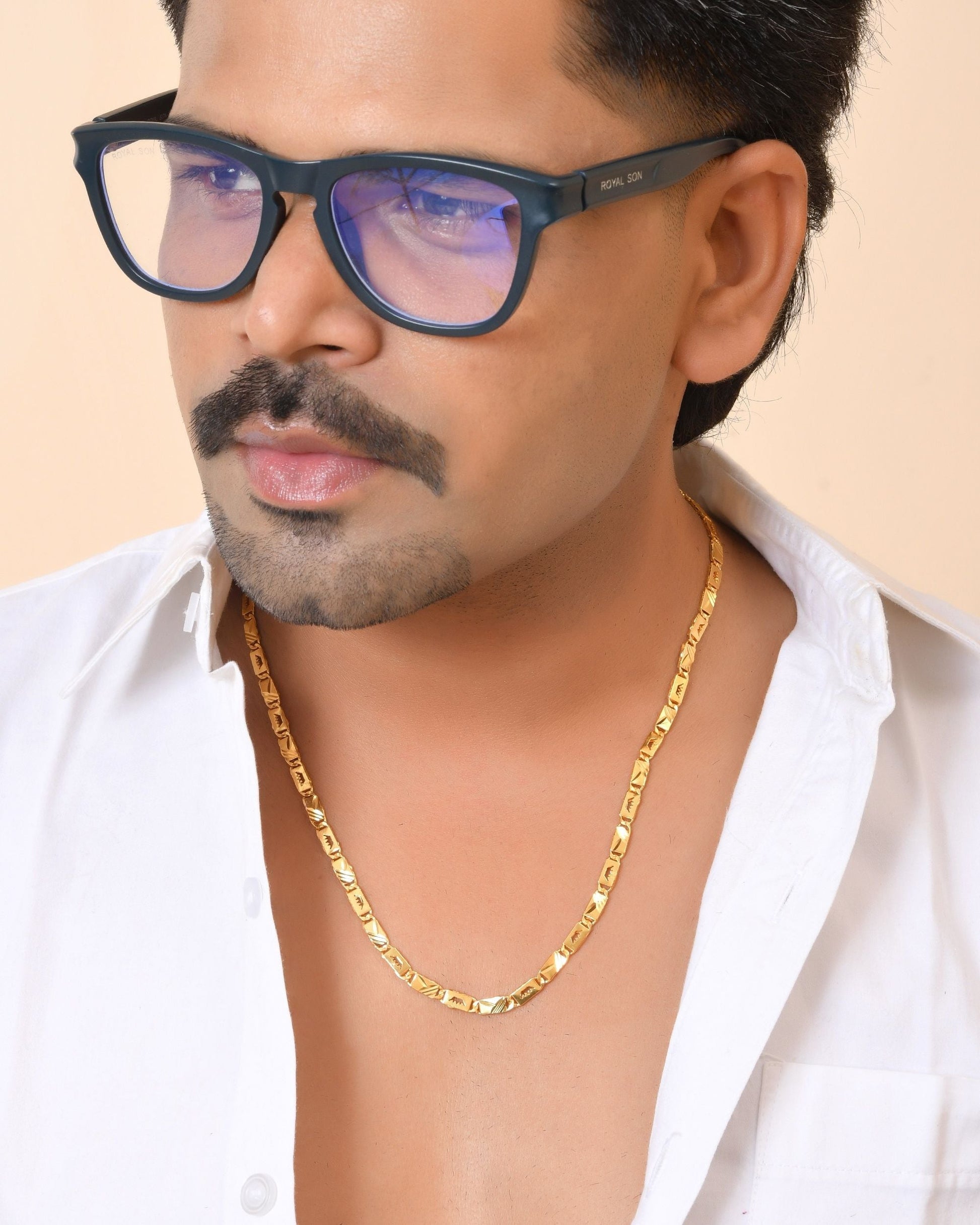 VOJ Gold Plated Crown Design Biscuit Chain For Men  Grab2Buy VOJ Grab2Buy