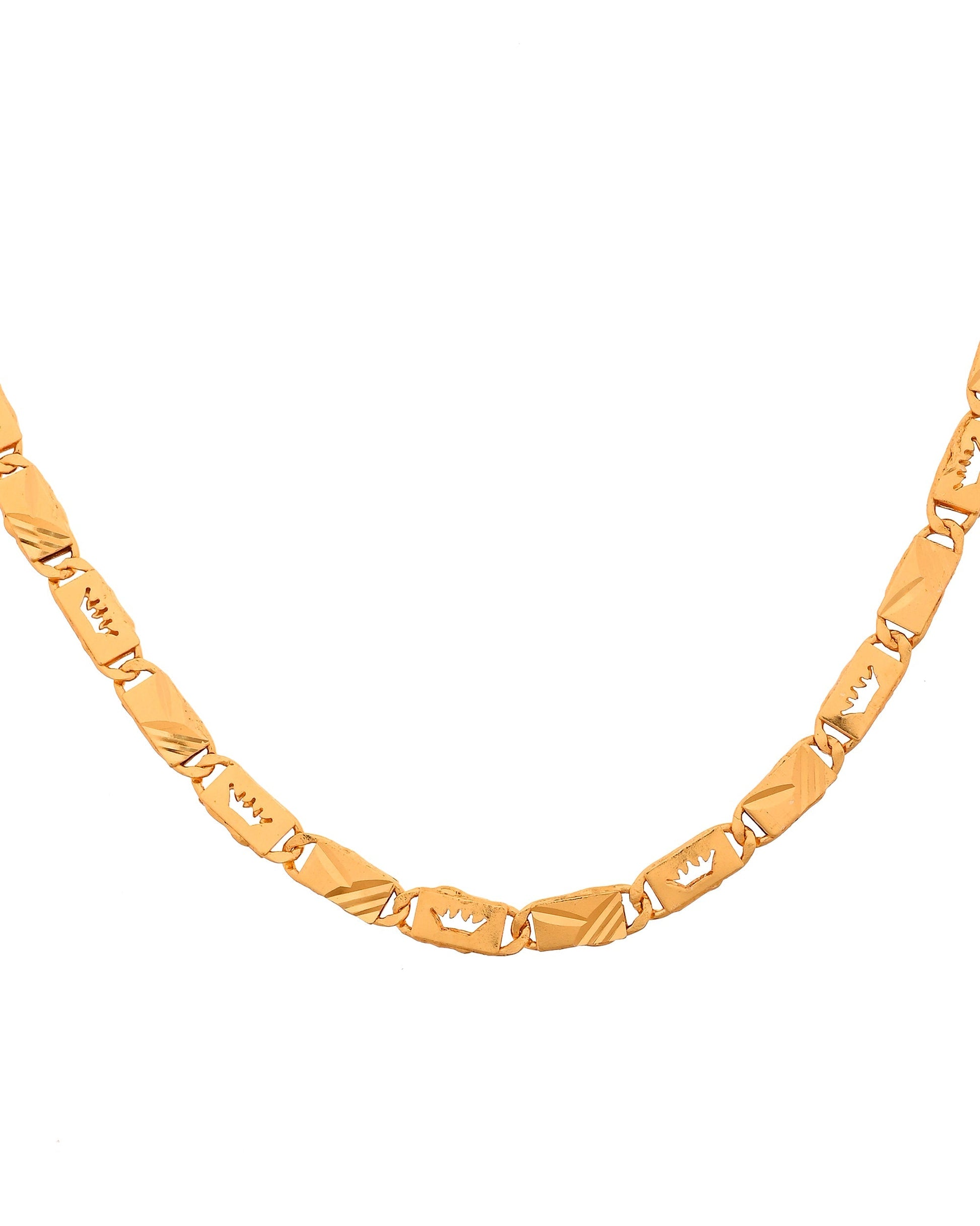 VOJ Gold Plated Crown Design Biscuit Chain For Men  Grab2Buy VOJ Grab2Buy