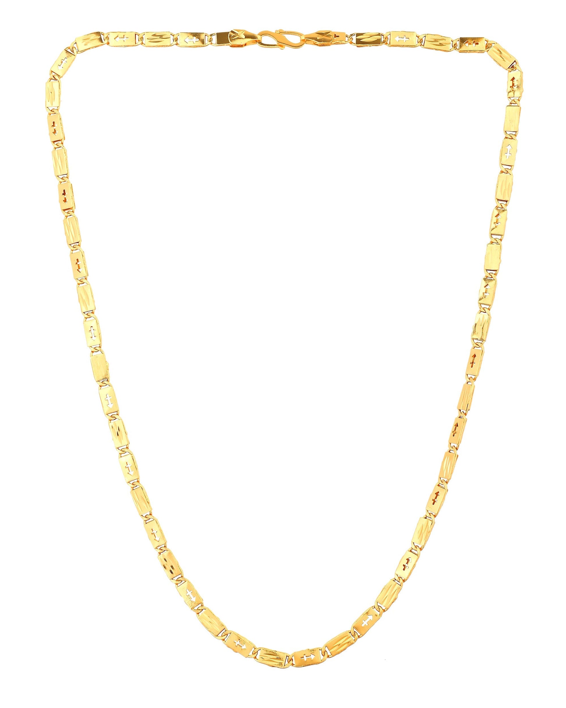 VOJ Gold Plated Arrow Design Biscuit Chain For Men  Grab2Buy VOJ Grab2Buy