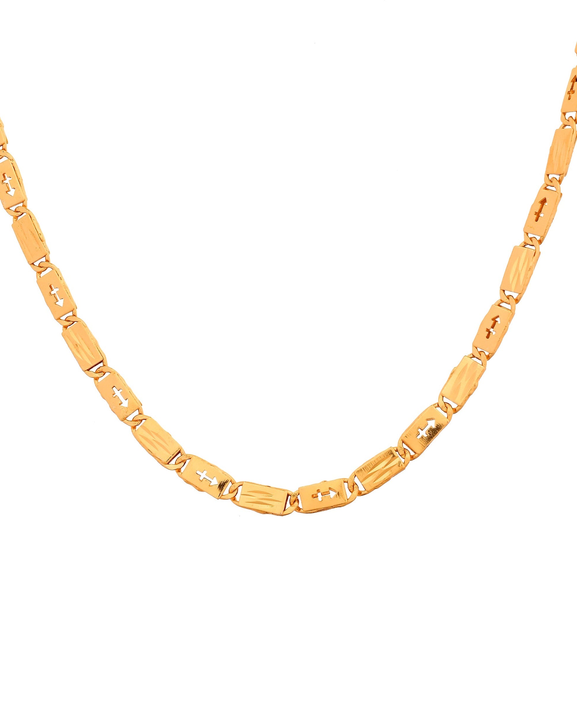 VOJ Gold Plated Arrow Design Biscuit Chain For Men  Grab2Buy VOJ Grab2Buy