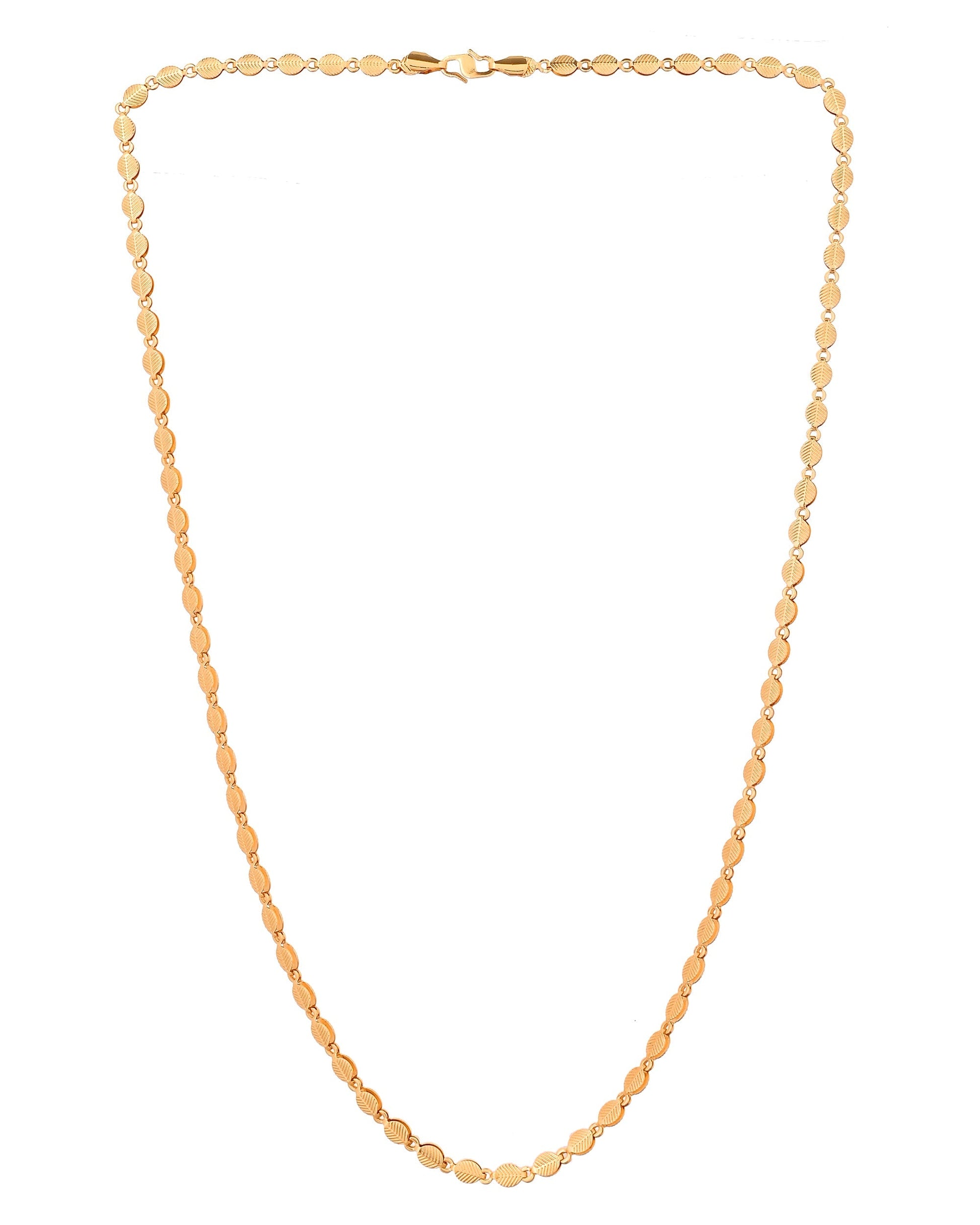 VOJ Gold Plated Oval Leaf Shaped Chain For Men  Grab2Buy VOJ Grab2Buy