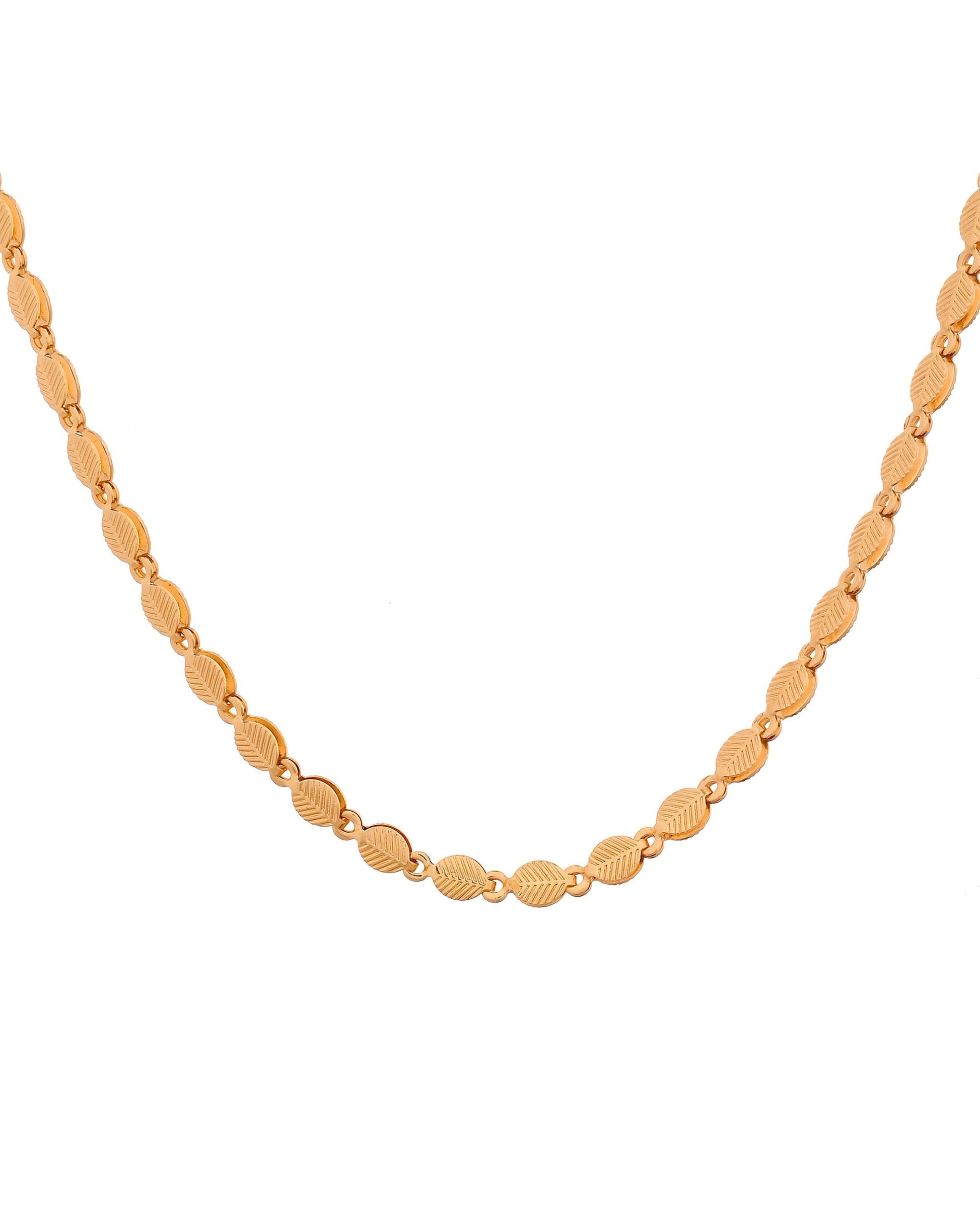 VOJ Gold Plated Oval Leaf Shaped Chain For Men  Grab2Buy VOJ Grab2Buy
