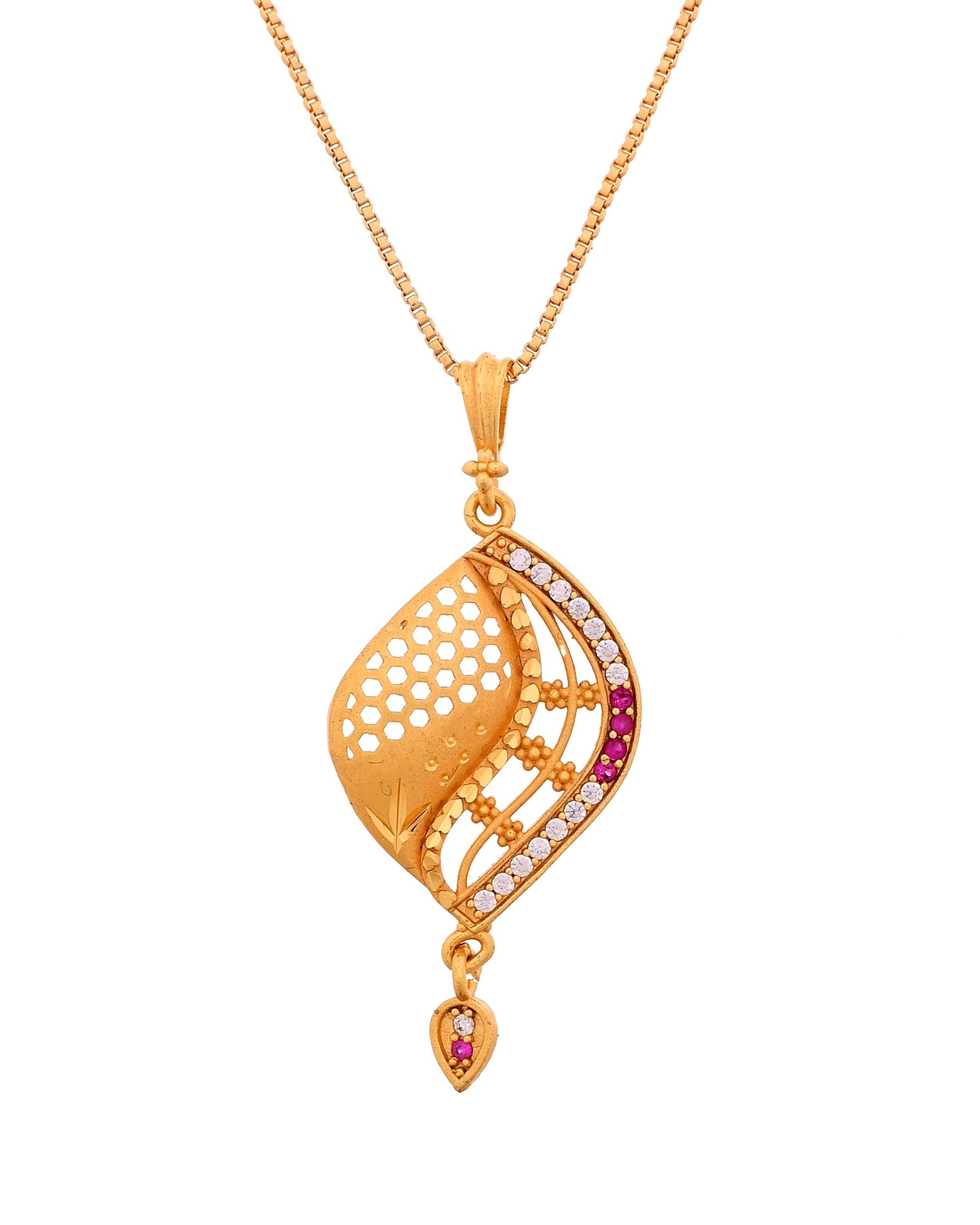 VOJ Gold Plated Simple Chain With Pendant And Earrings Set  Grab2Buy VOJ Grab2Buy