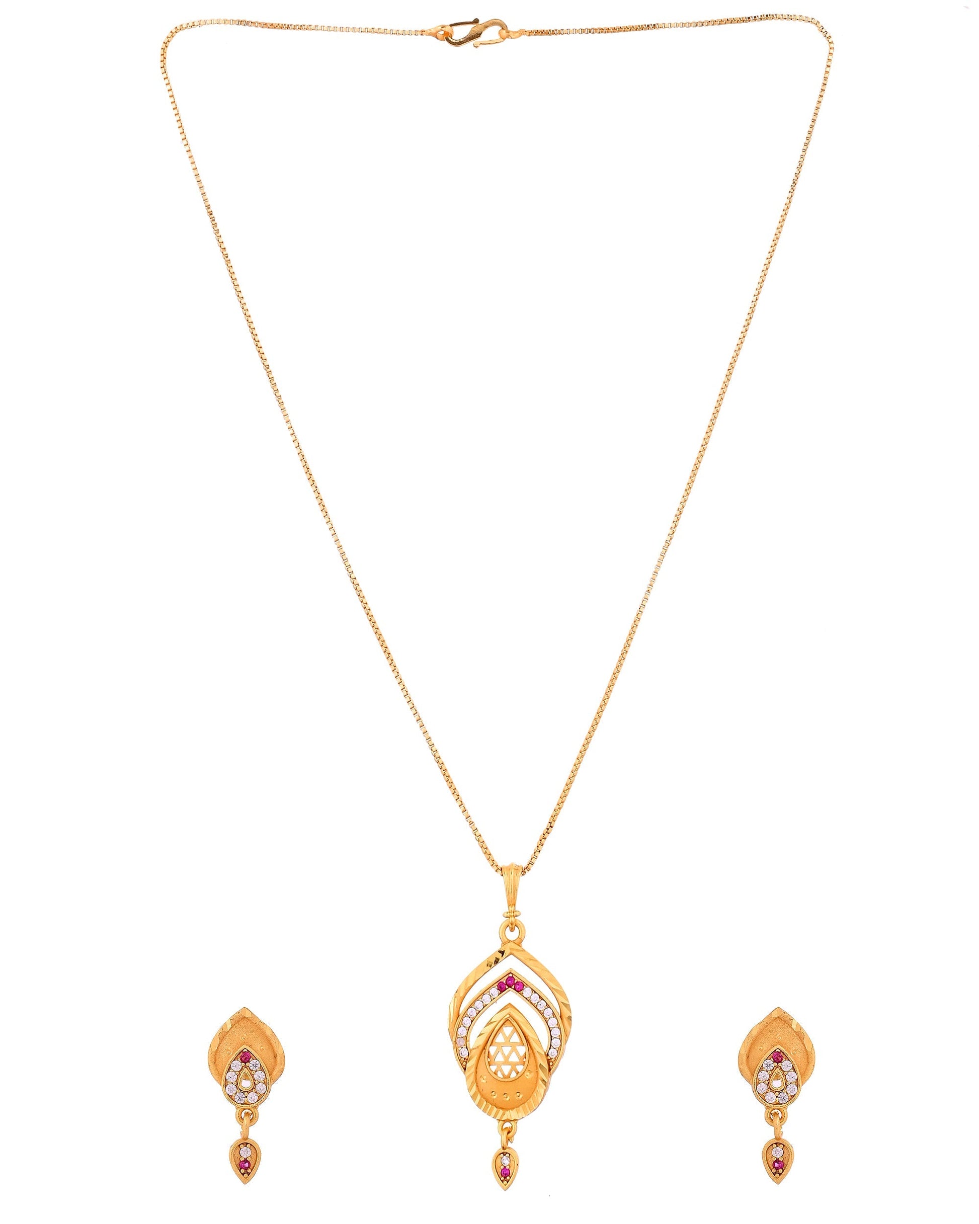 VOJ Gold Plated Teardrop Shaped Chain Set  Grab2Buy VOJ Grab2Buy