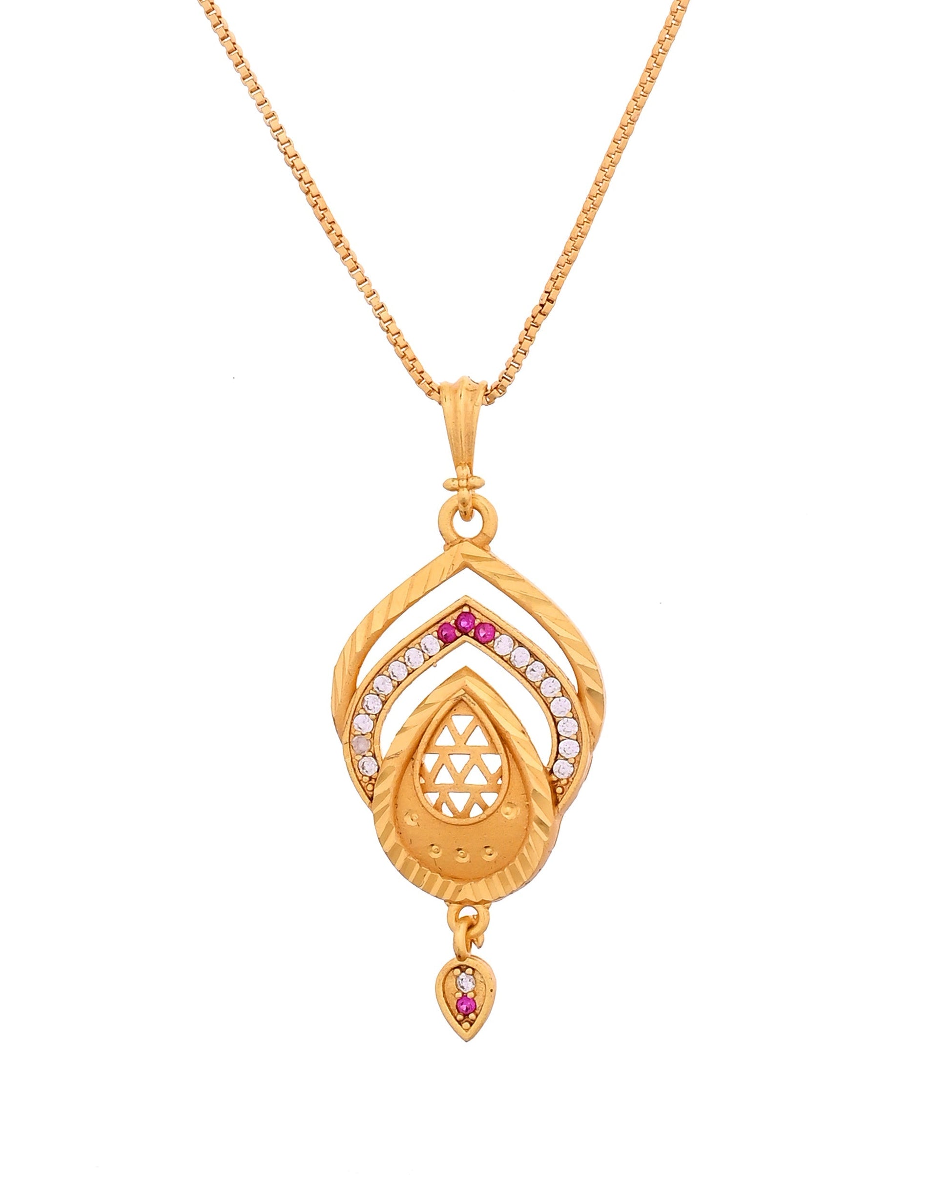 VOJ Gold Plated Teardrop Shaped Chain Set  Grab2Buy VOJ Grab2Buy