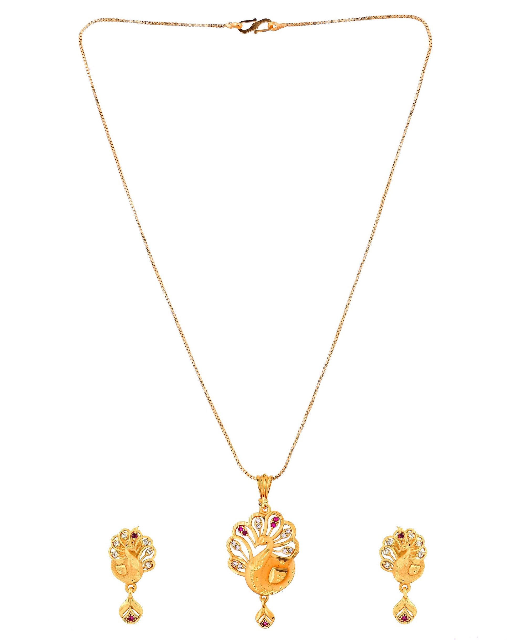 VOJ Gold Plated Peacock Shaped Chain Set  Grab2Buy VOJ Grab2Buy