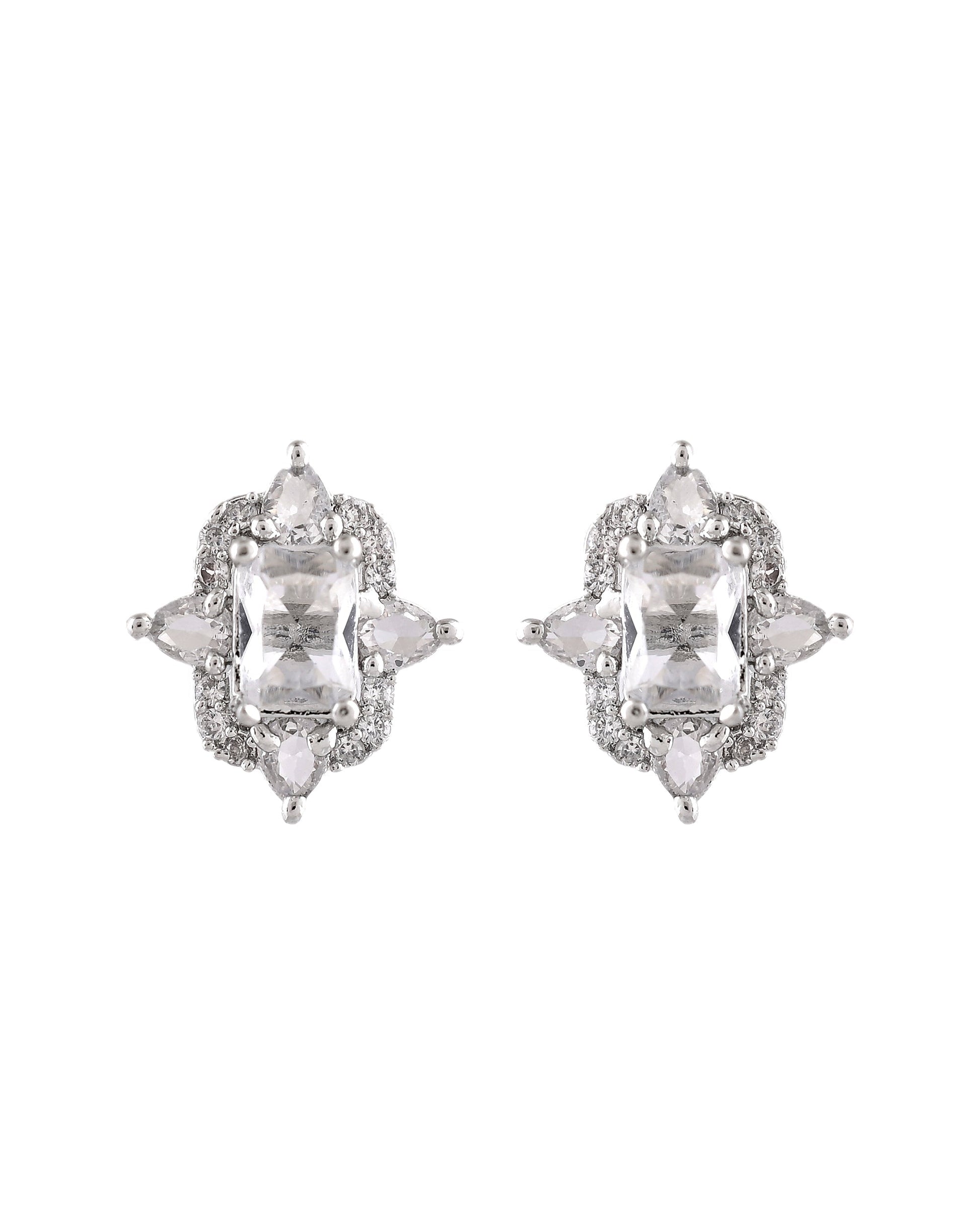 VOJ Silver Plated Rectangular Stone Studded Ad Chain Set  Grab2Buy VOJ Grab2Buy