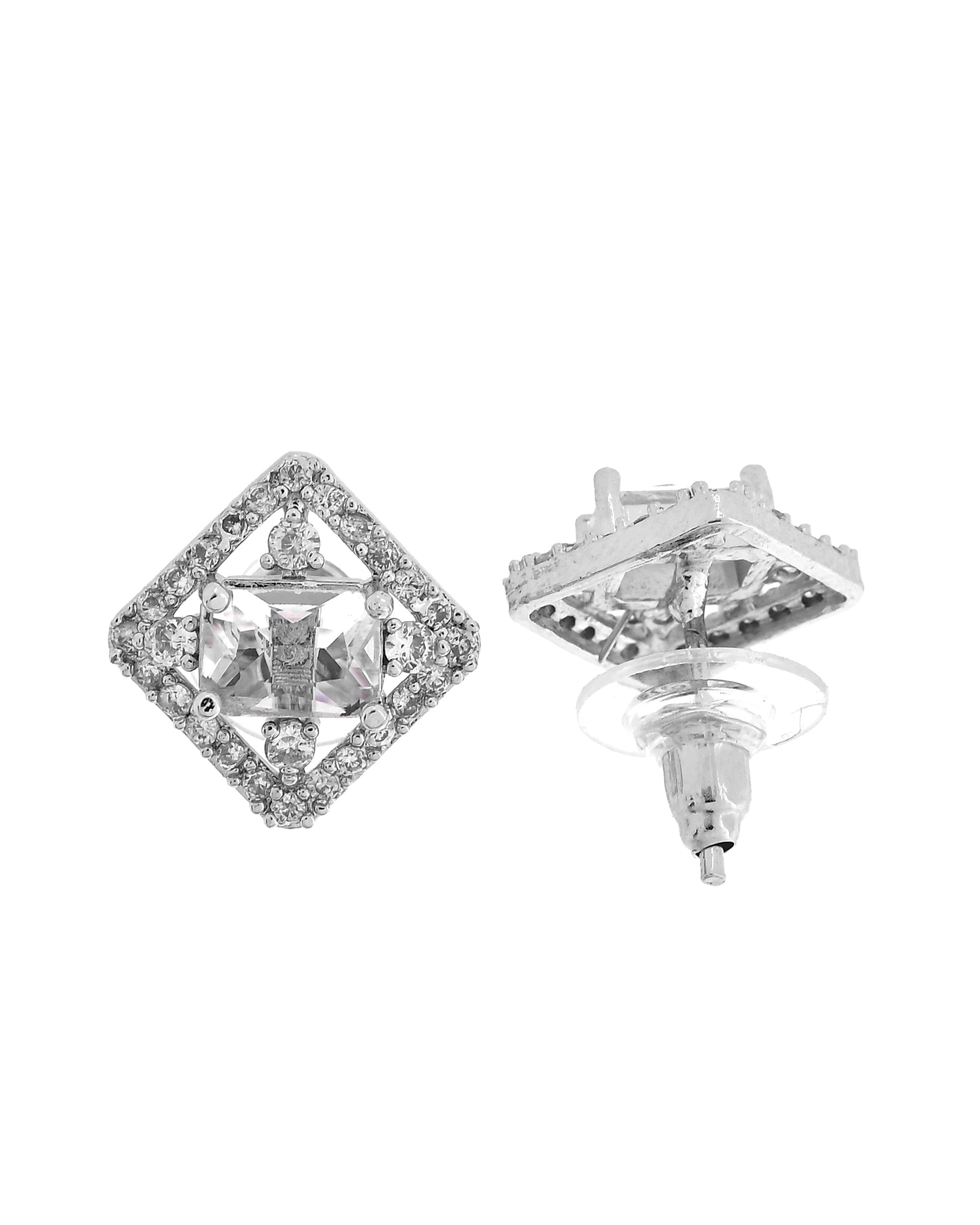 VOJ Silver Plated Square Shaped Ad Pendant With Chain Set  Grab2Buy VOJ Grab2Buy