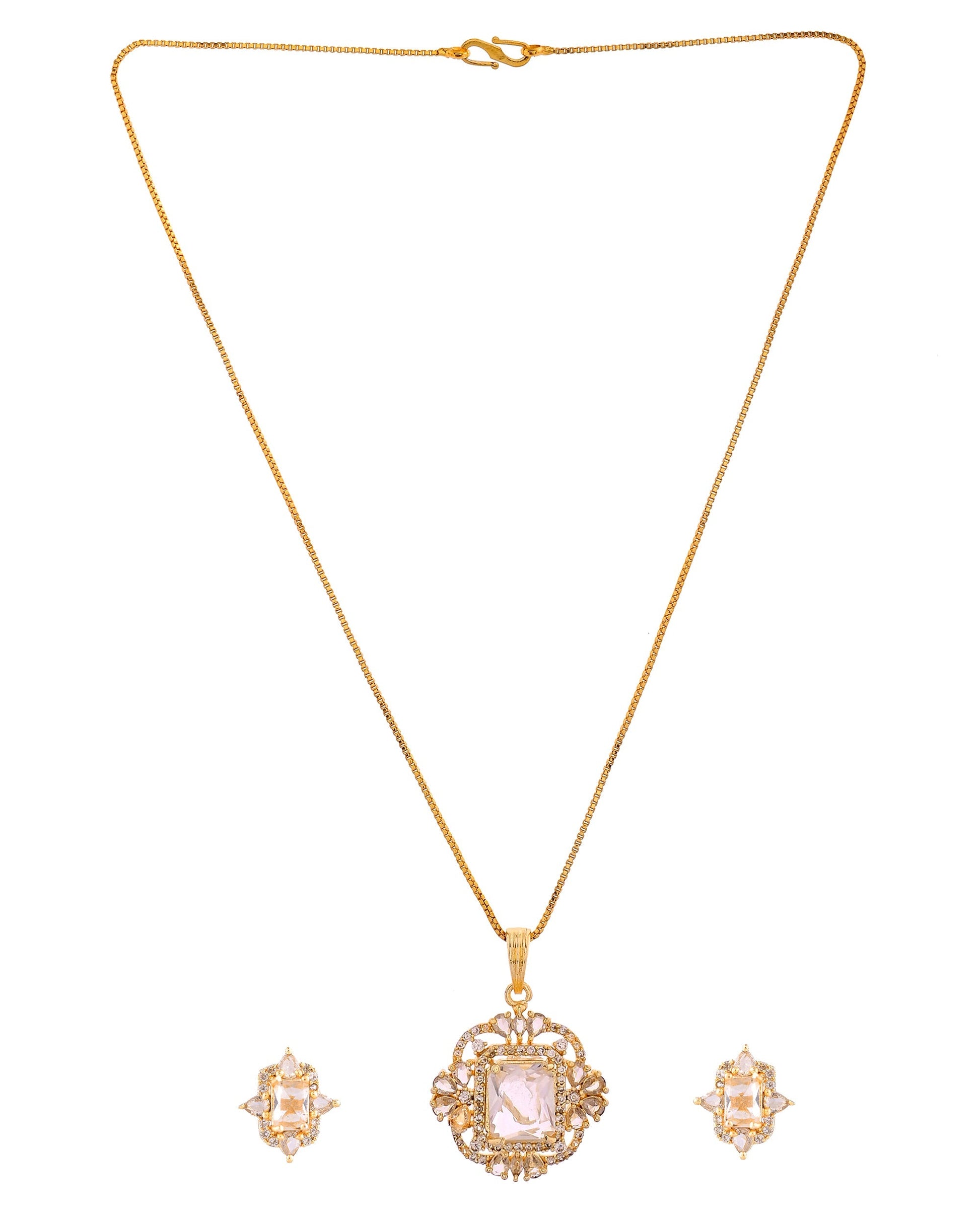 VOJ Gold Toned Rectangular Shaped Ad Chain Set  Grab2Buy VOJ Grab2Buy