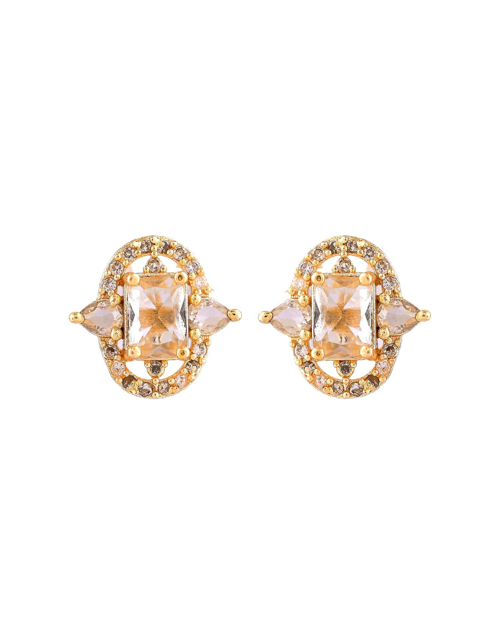 VOJ Gold Plated Rectangular Shaped Cz Stone Studded Chain Set  Grab2Buy VOJ Grab2Buy