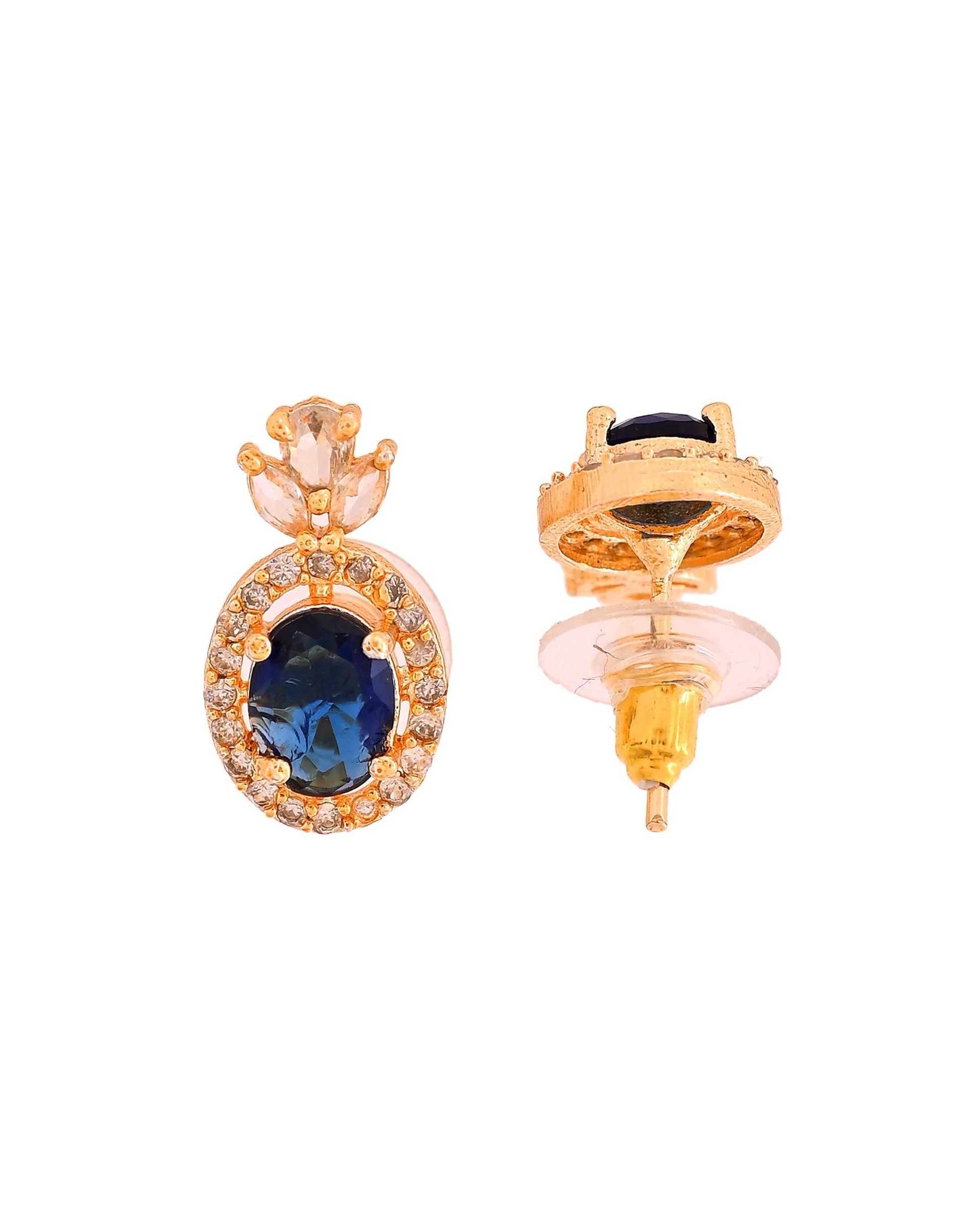VOJ Gold Plated Blue Oval Shaped Cz Chain Set  Grab2Buy VOJ Grab2Buy