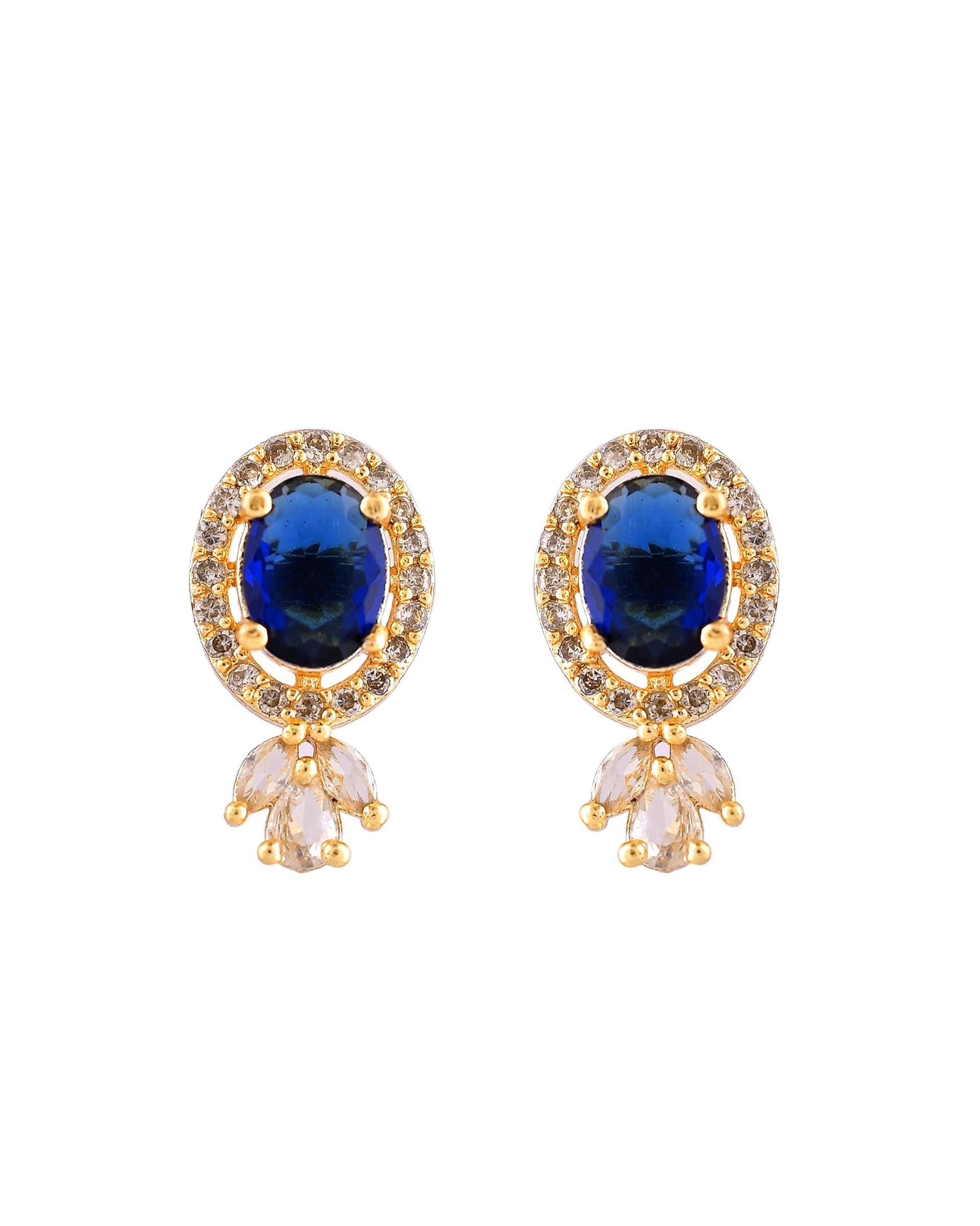 VOJ Gold Plated Blue Oval Shaped Cz Chain Set  Grab2Buy VOJ Grab2Buy