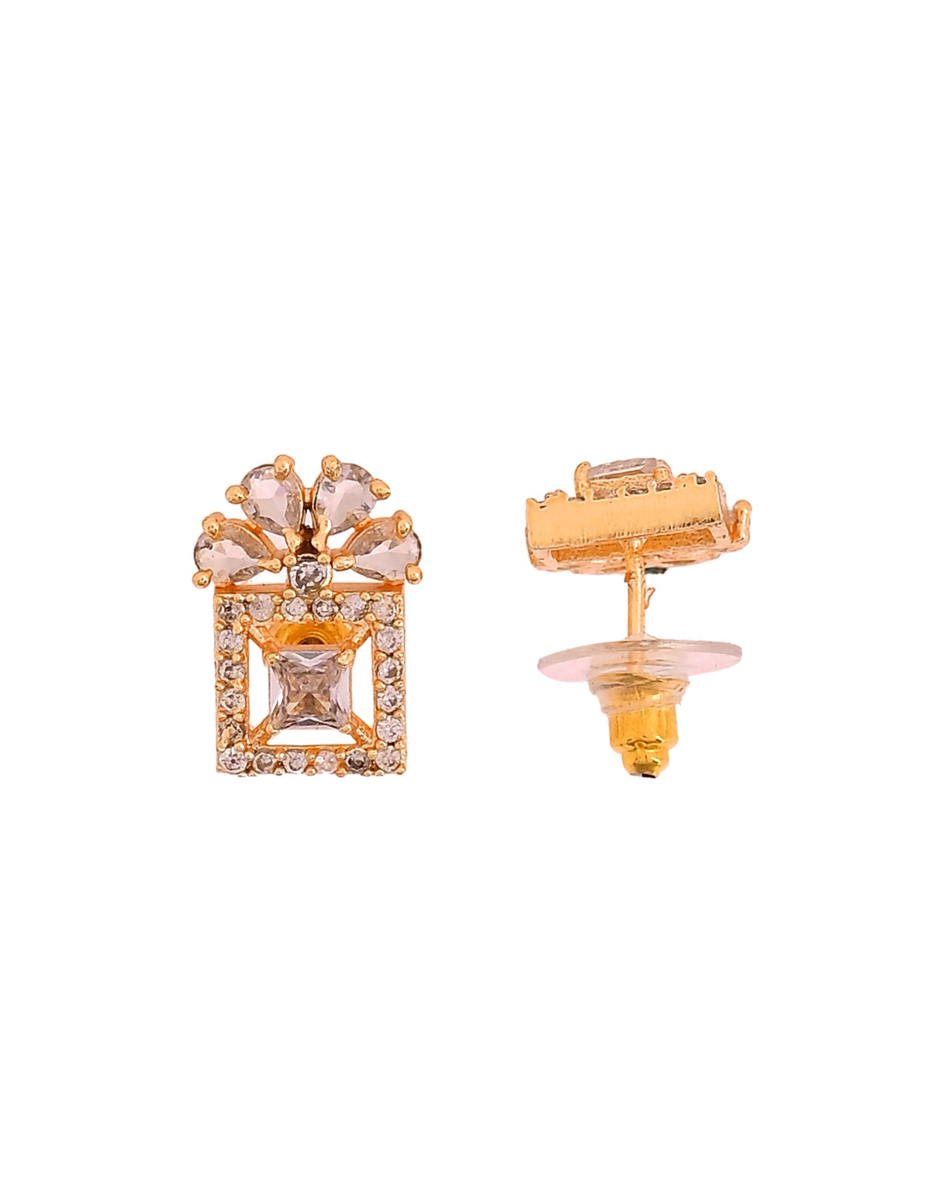 VOJ Gold Tone Square Shaped Cz Chain Set  Grab2Buy VOJ Grab2Buy