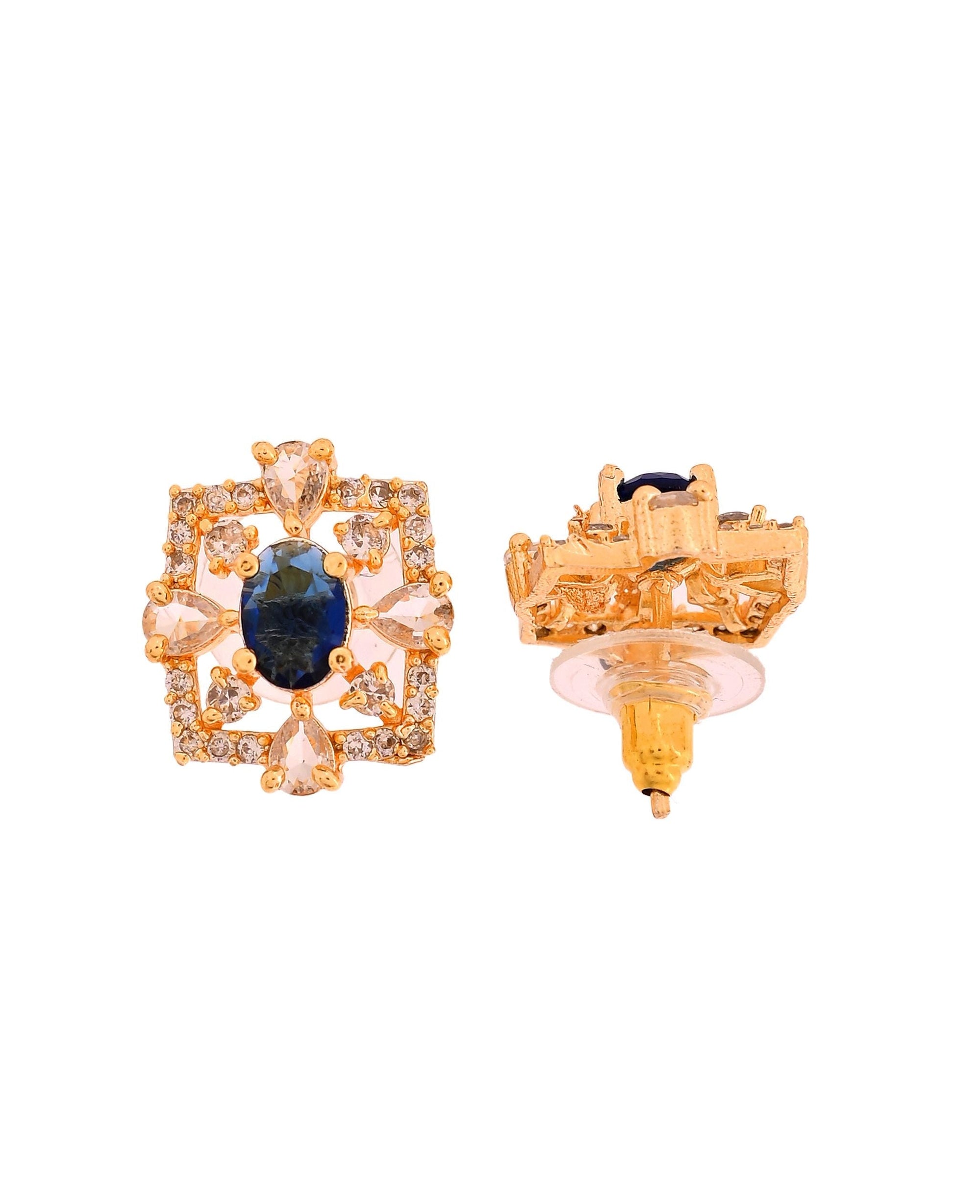VOJ Gold Plated Circulare Blue Cz Stone Studded Chain Set  Grab2Buy VOJ Grab2Buy