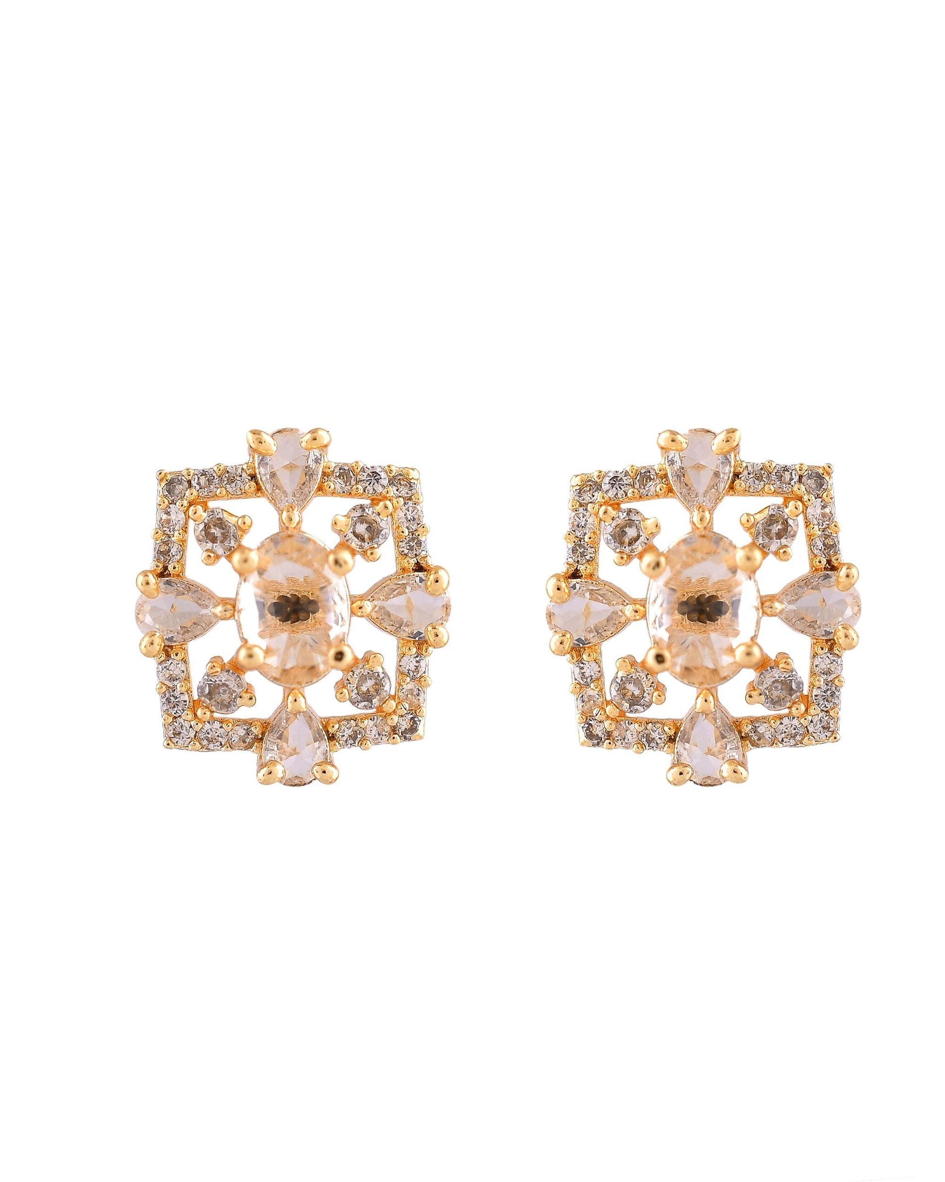 VOJ Gold Toned Circular Shaped Designer Cz Stone Studded Chain Set  Grab2Buy VOJ Grab2Buy