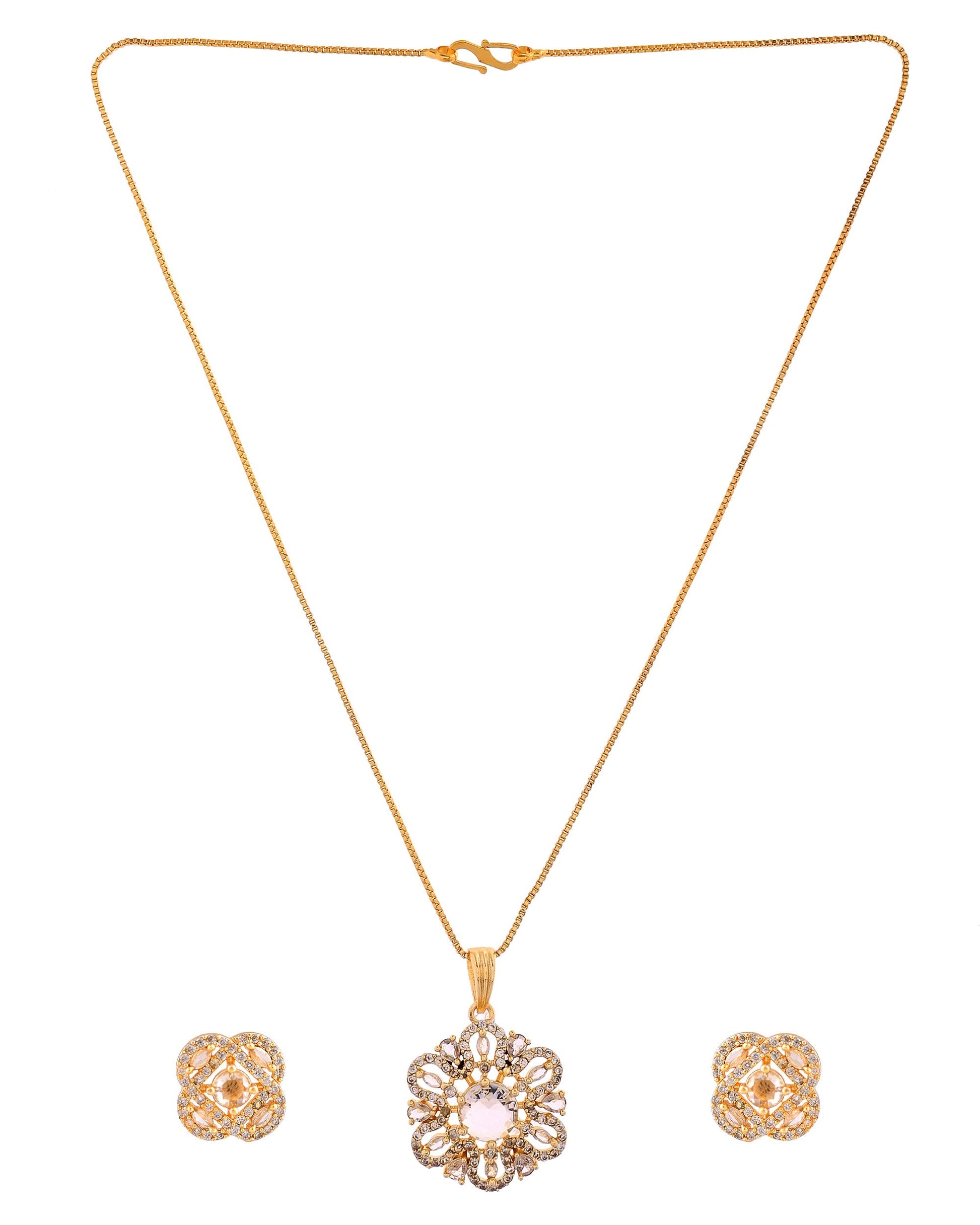VOJ Gold Plated Circular Ad Stone Studded Chain Set  Grab2Buy VOJ Grab2Buy