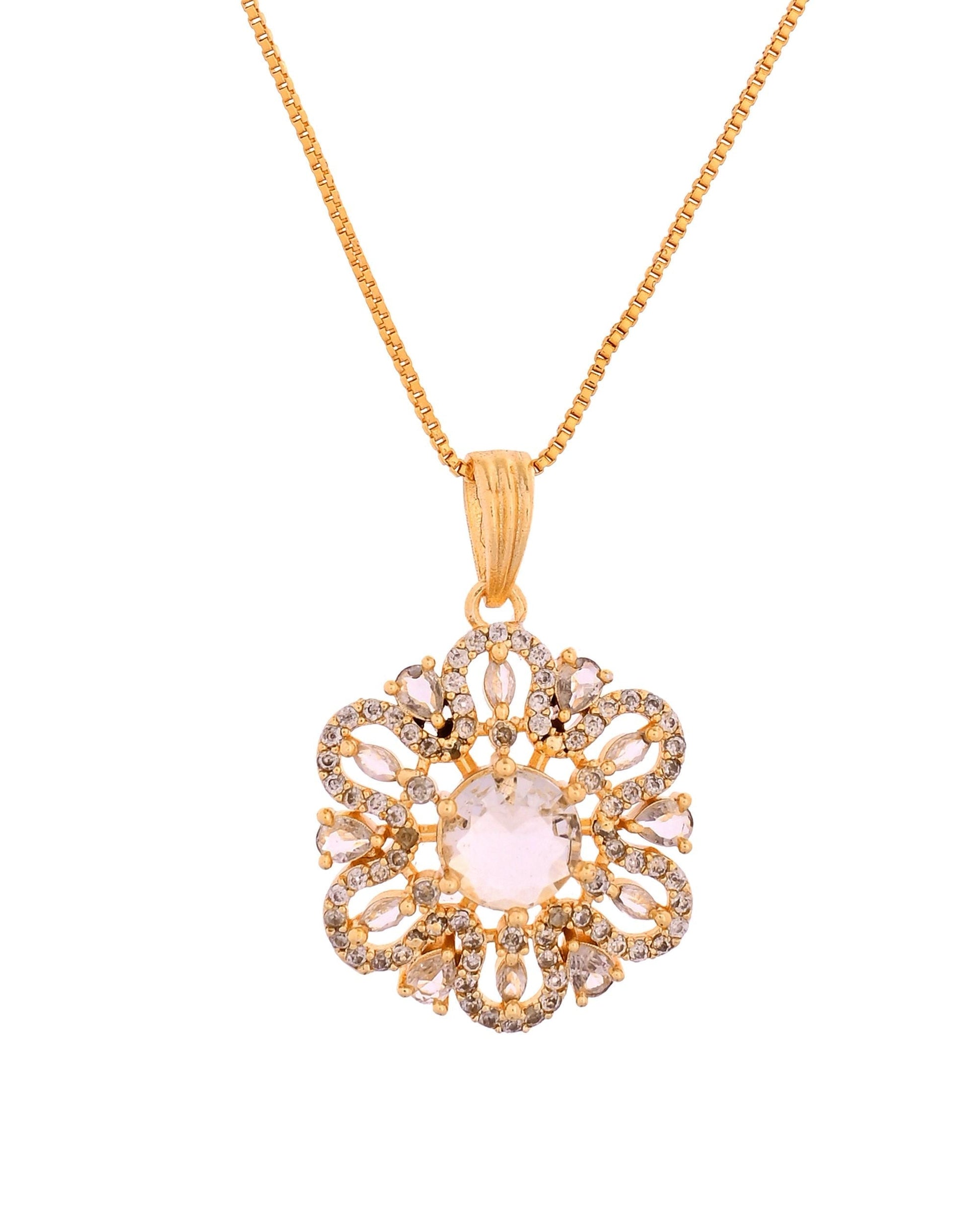 VOJ Gold Plated Circular Ad Stone Studded Chain Set  Grab2Buy VOJ Grab2Buy