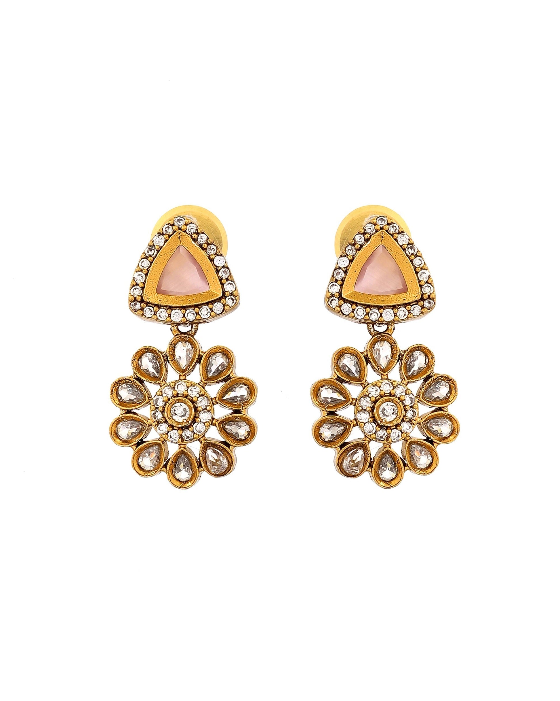 VOJ Gold Tone Floral With Pink Stone Ad Necklace Set  Grab2Buy VOJ Grab2Buy
