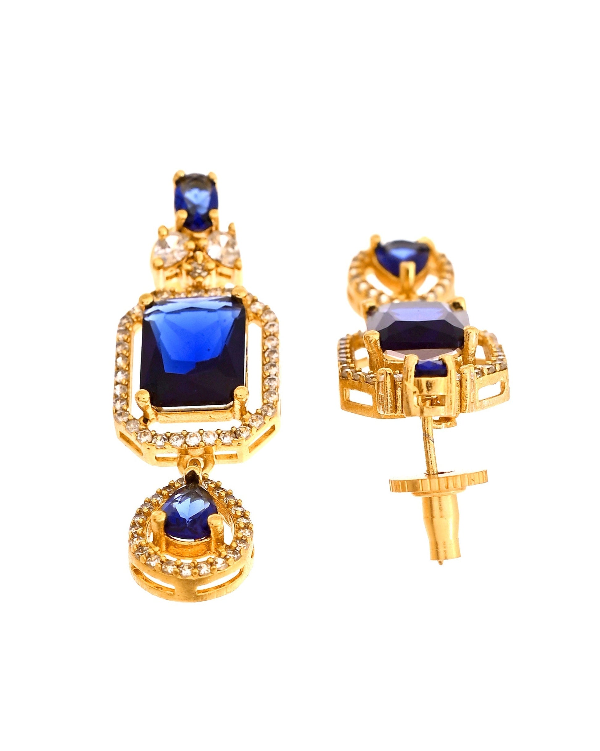 VOJ Gold Plated Dual Layer Blue Stone Studded Jewellery Set  Grab2Buy VOJ Grab2Buy