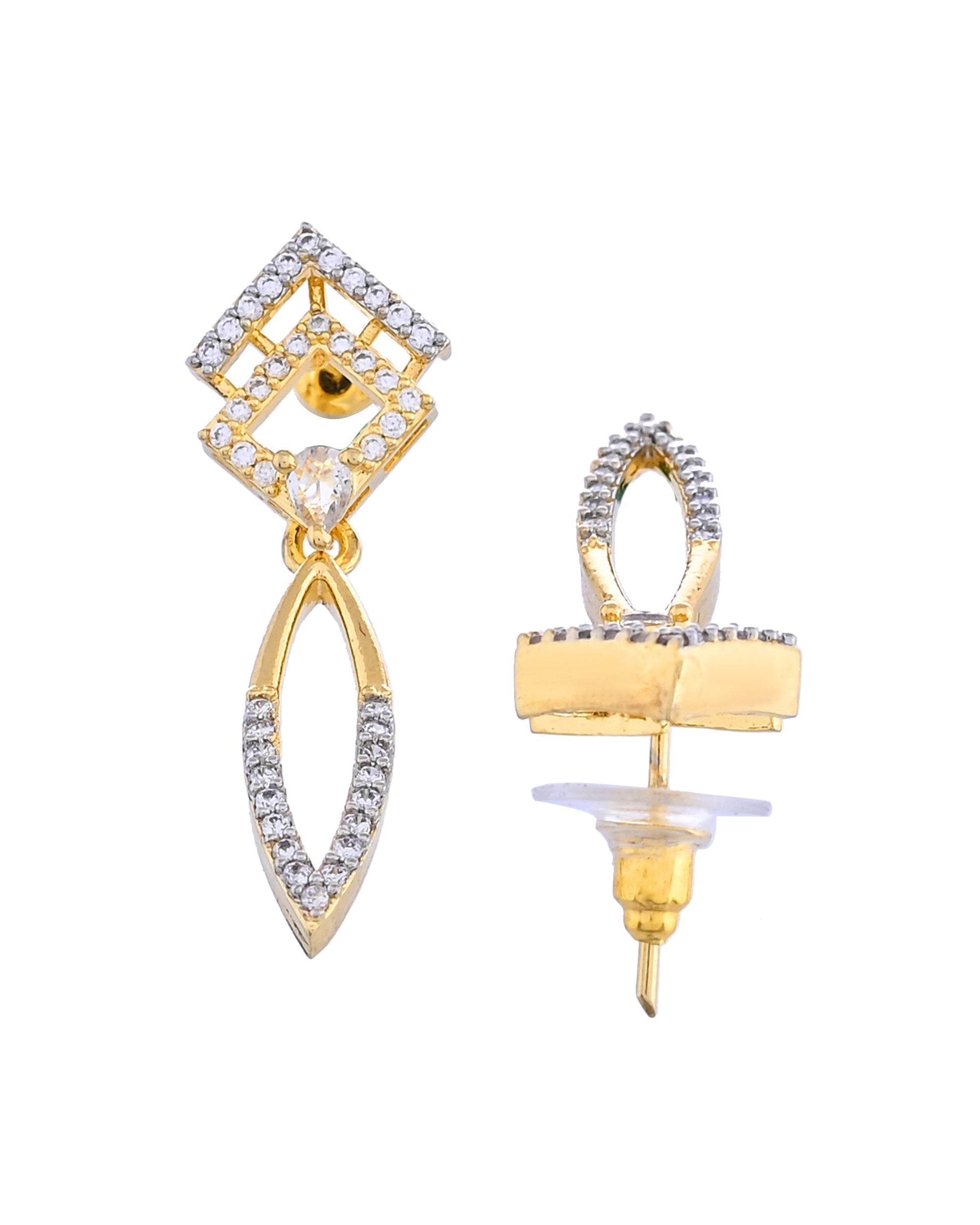 VOJ Gold Plated Ad Studded Square And Leaf Shaped Necklace Set  Grab2Buy VOJ Grab2Buy