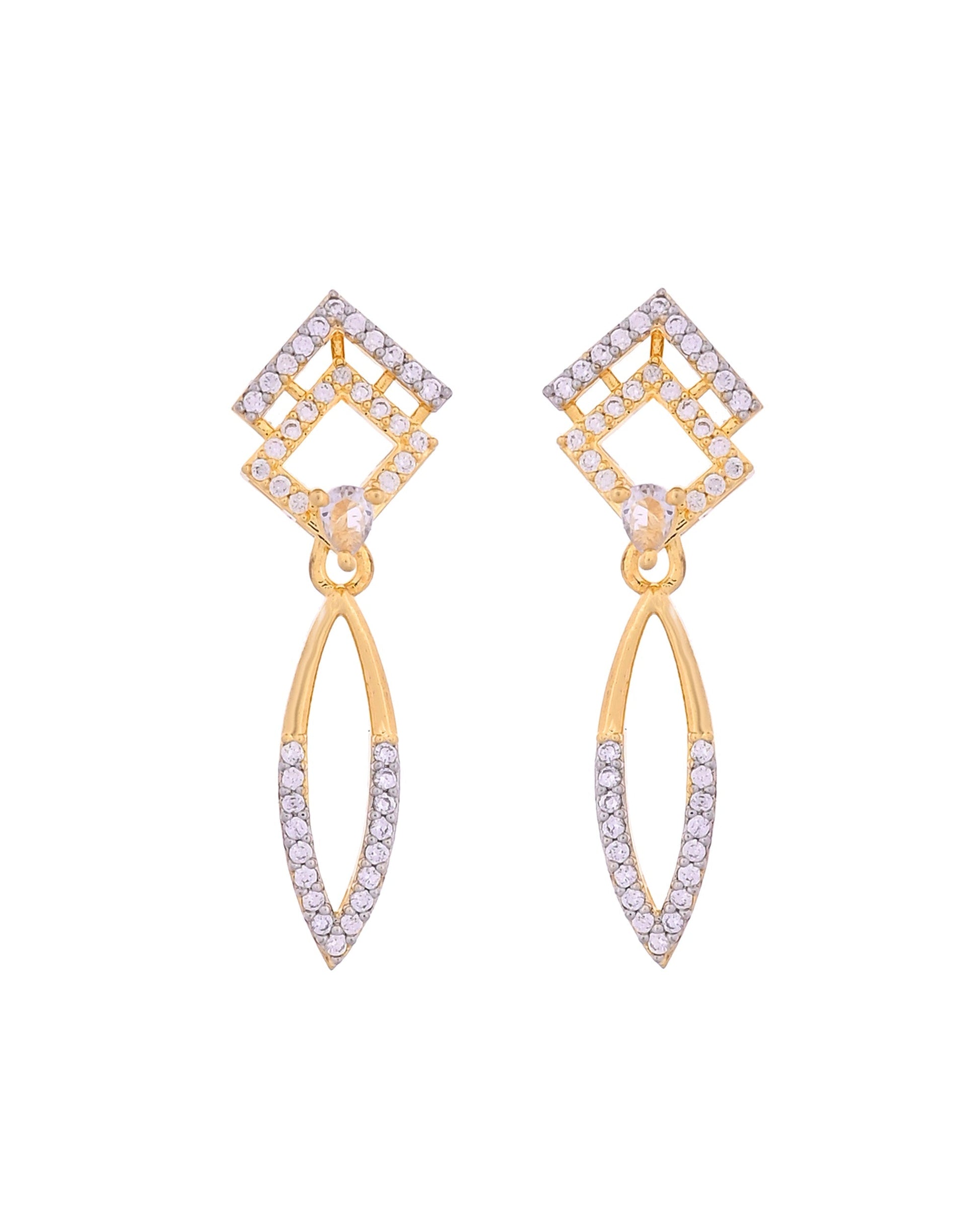 VOJ Gold Plated Ad Studded Square And Leaf Shaped Necklace Set  Grab2Buy VOJ Grab2Buy