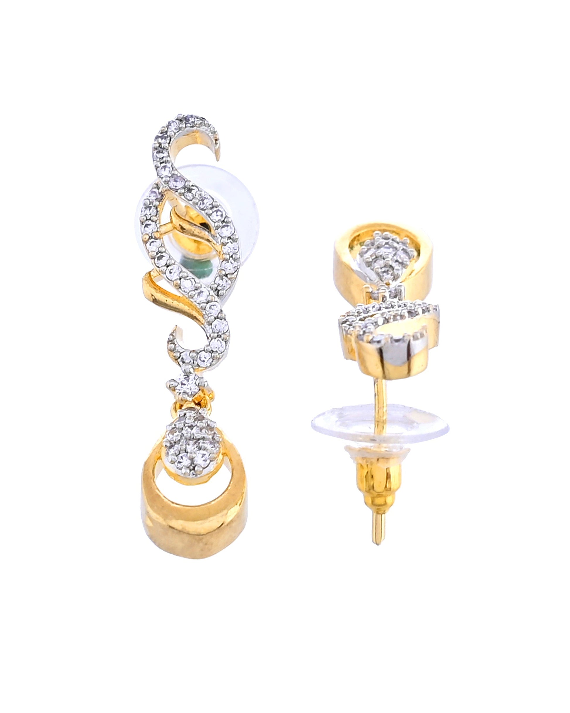 VOJ Gold Plated Designer Necklace With Earrings Ad Jewellery Set  Grab2Buy VOJ Grab2Buy