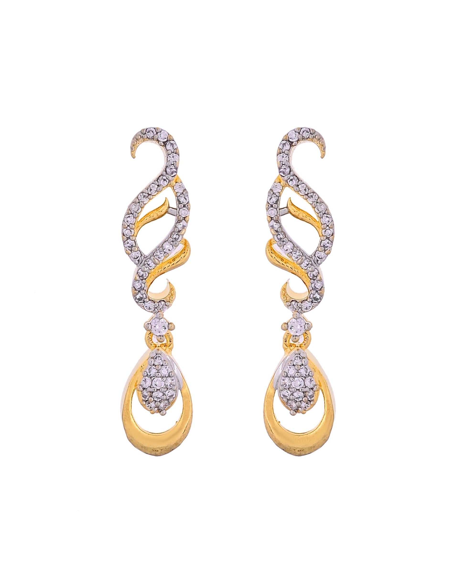 VOJ Gold Plated Designer Necklace With Earrings Ad Jewellery Set  Grab2Buy VOJ Grab2Buy