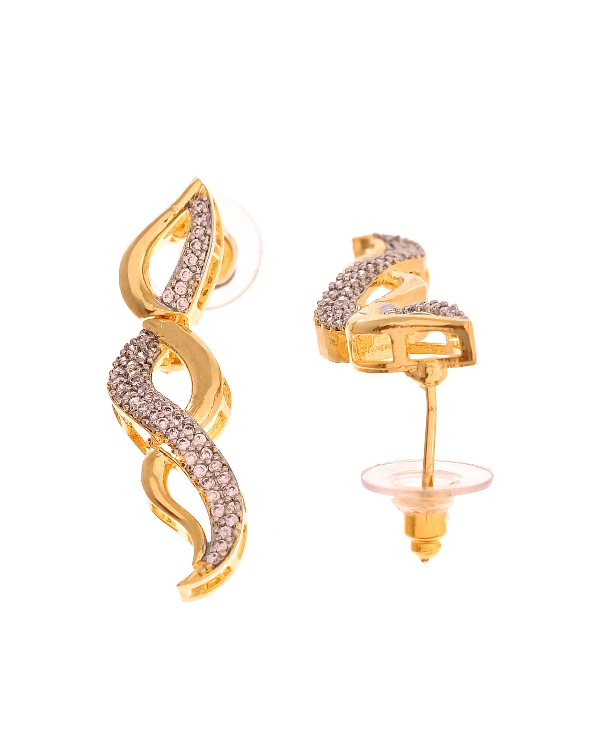VOJ Gold Plated Waved Design Elegant Ad Jewellery Set  Grab2Buy VOJ Grab2Buy