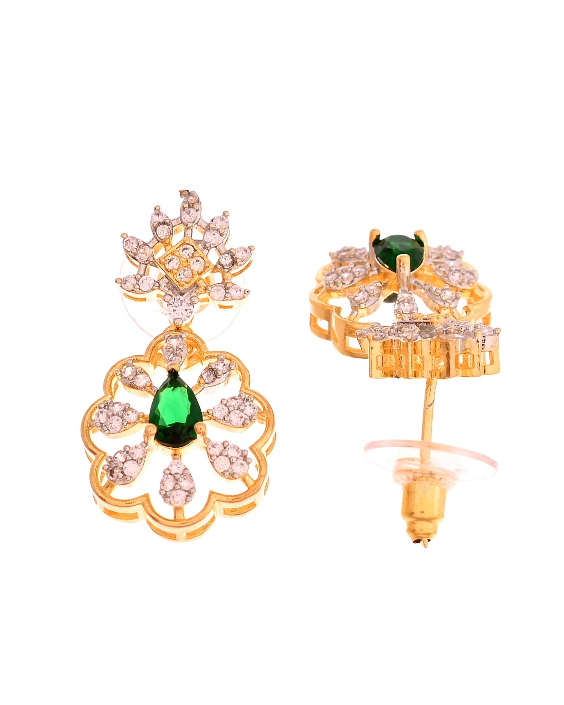 VOJ Gold Plated Lead Designed With Green Stone Ad Jewellery Set  Grab2Buy VOJ Grab2Buy