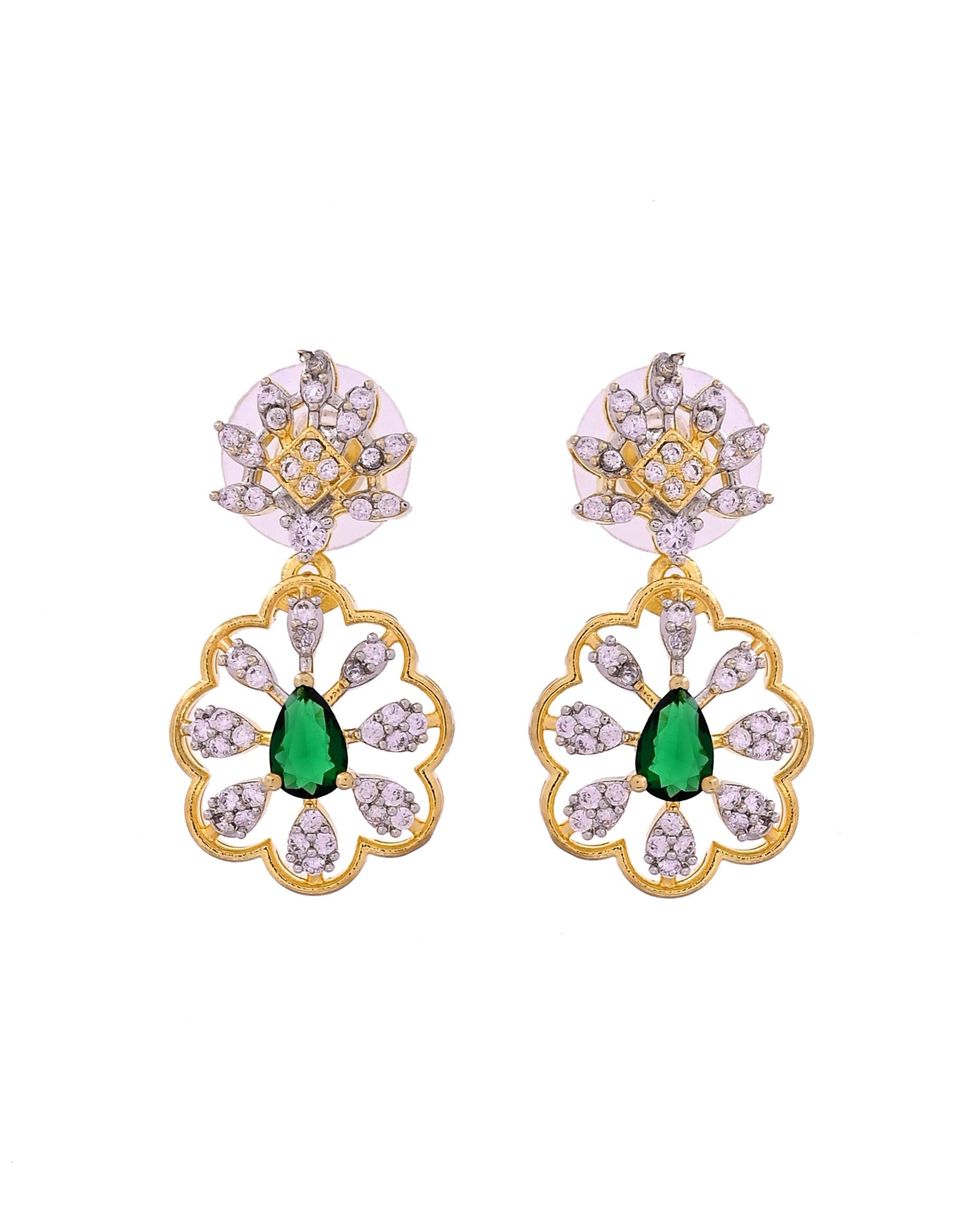 VOJ Gold Plated Lead Designed With Green Stone Ad Jewellery Set  Grab2Buy VOJ Grab2Buy