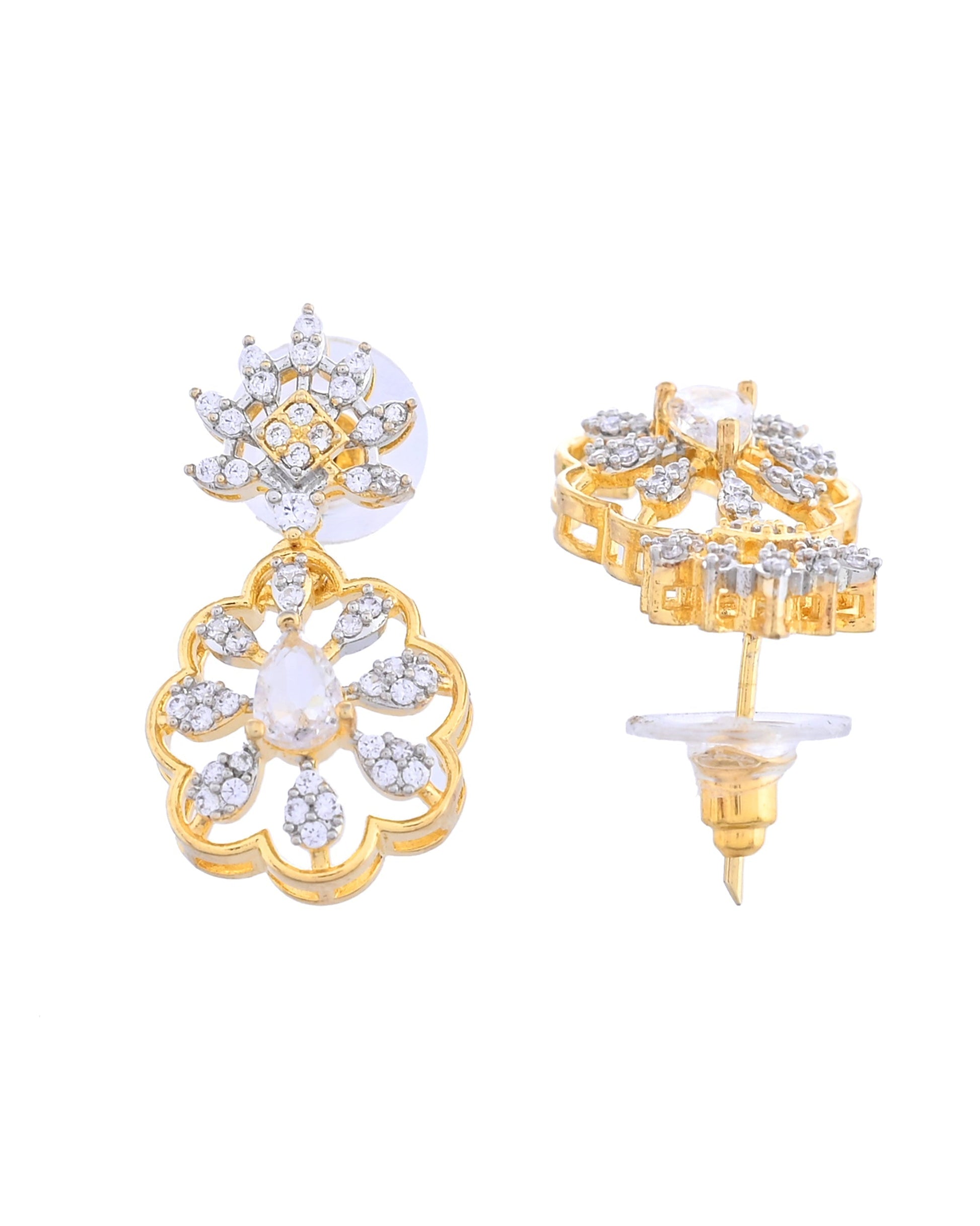 VOJ Gold Plated Lead Designed With White Stone Ad Jewellery Set  Grab2Buy VOJ Grab2Buy