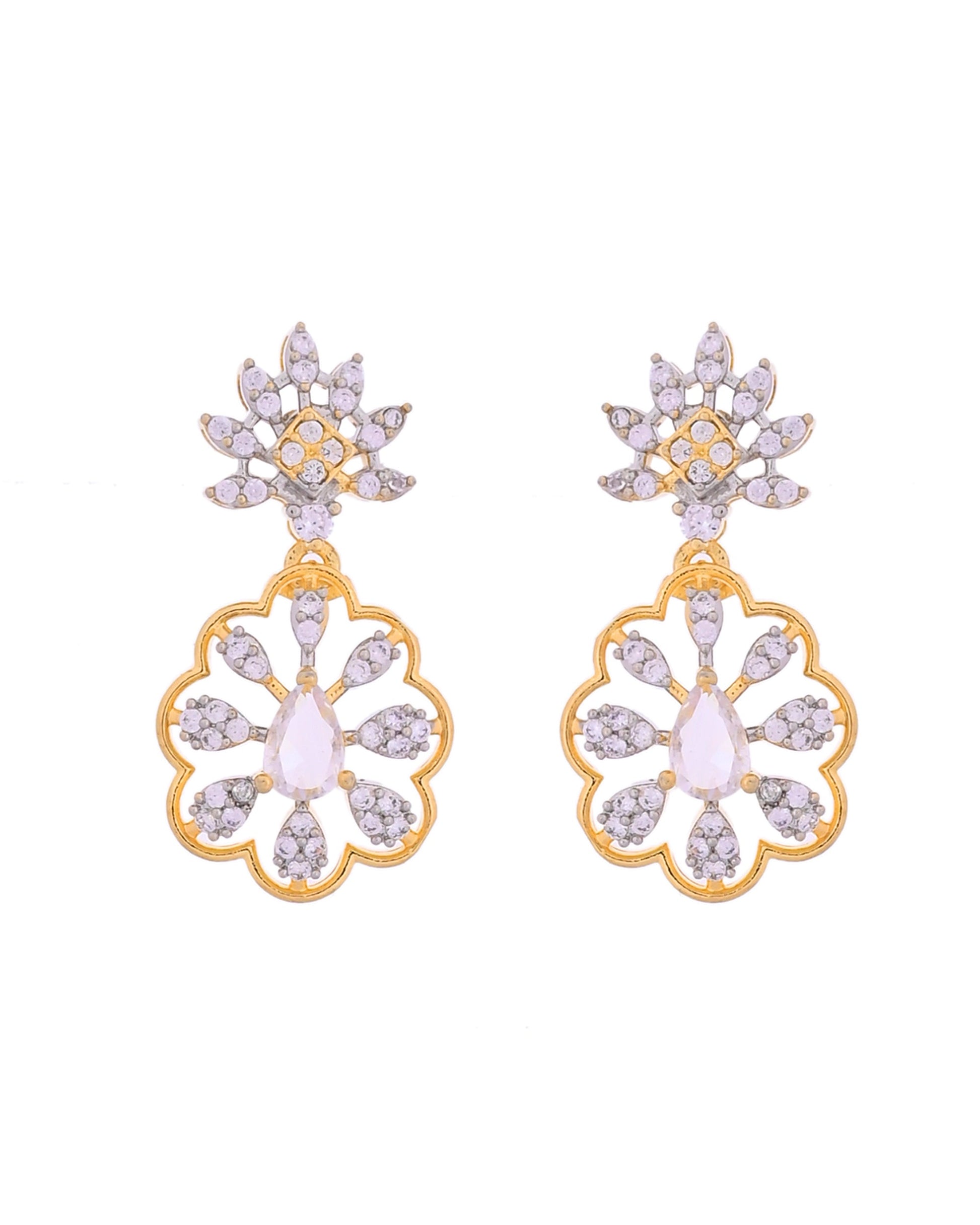 VOJ Gold Plated Lead Designed With White Stone Ad Jewellery Set  Grab2Buy VOJ Grab2Buy