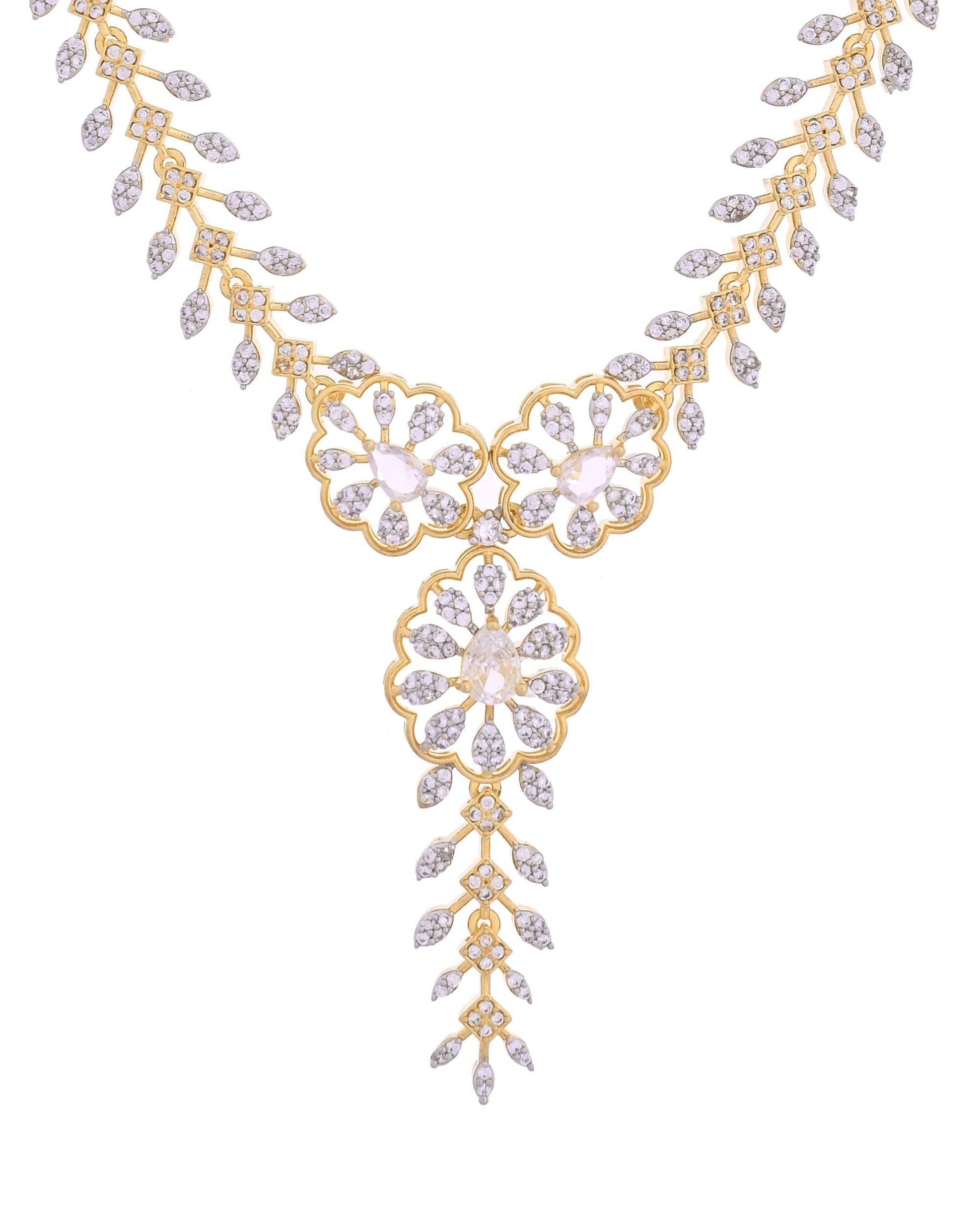 VOJ Gold Plated Lead Designed With White Stone Ad Jewellery Set  Grab2Buy VOJ Grab2Buy