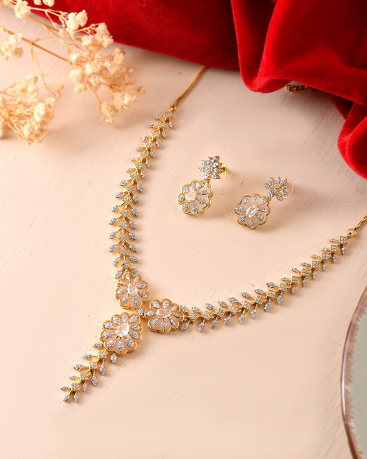 VOJ Gold Plated Lead Designed With White Stone Ad Jewellery Set  Grab2Buy VOJ Grab2Buy
