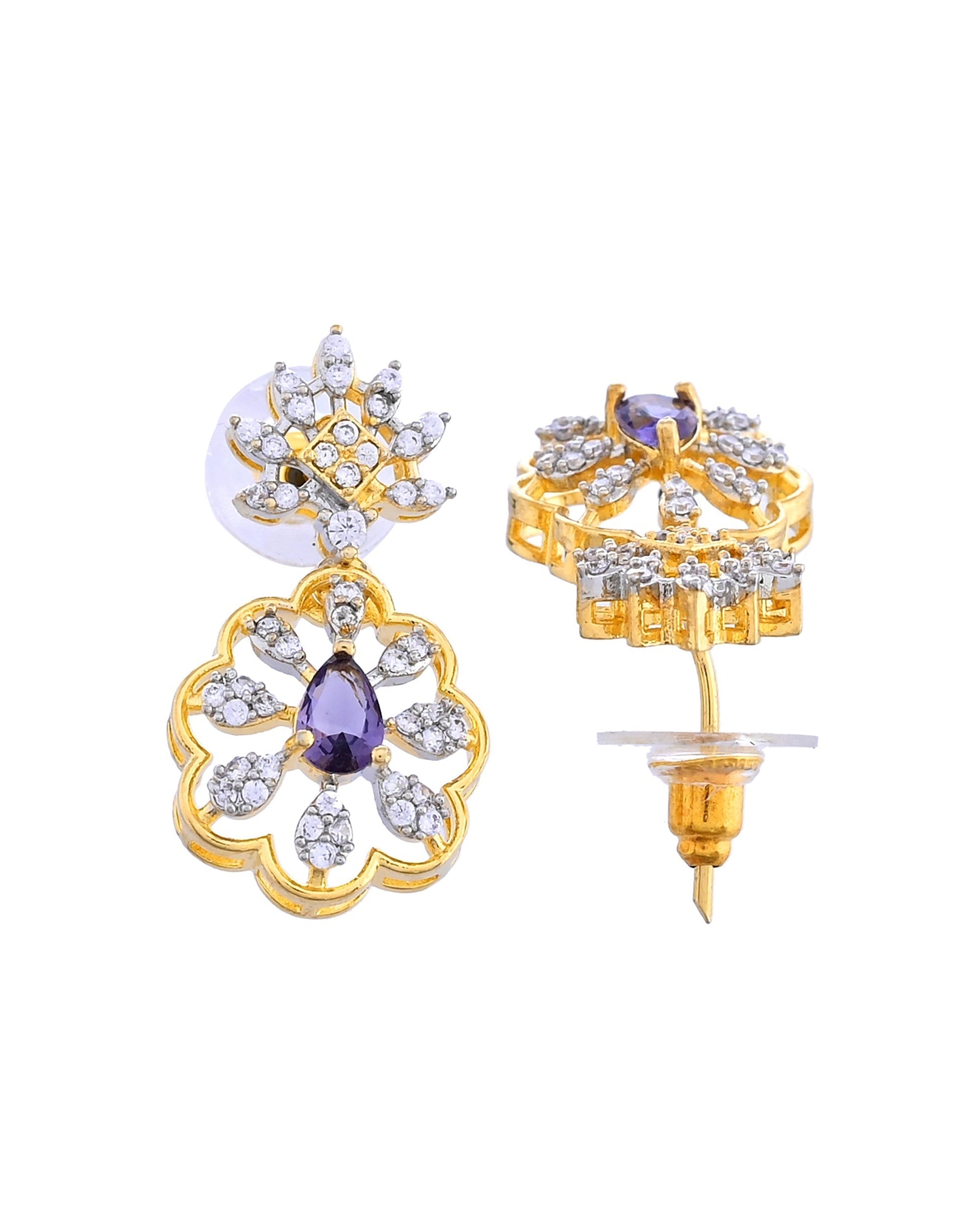 VOJ Gold Plated Lead Designed With Purple Stone Ad Jewellery Set  Grab2Buy VOJ Grab2Buy