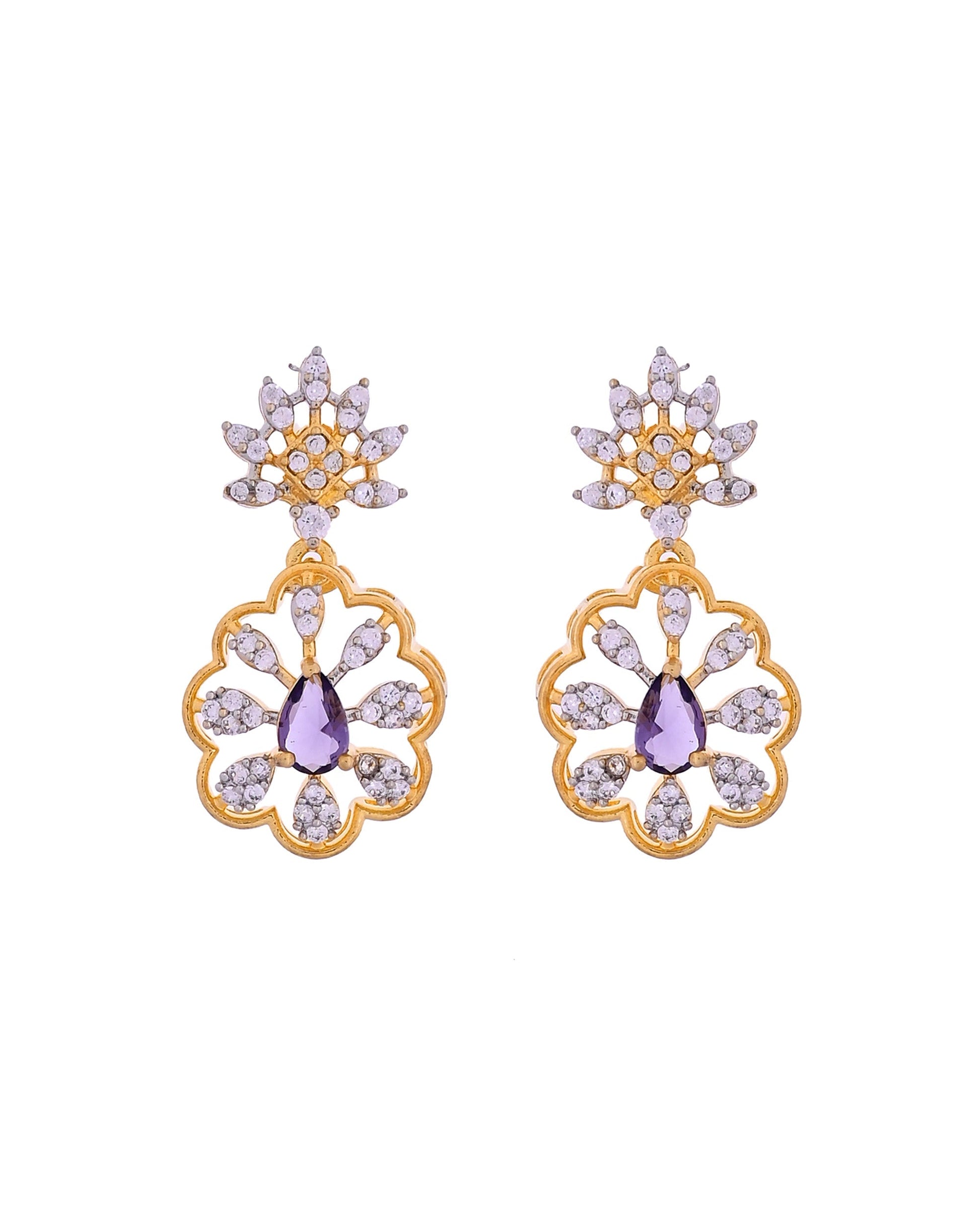 VOJ Gold Plated Lead Designed With Purple Stone Ad Jewellery Set  Grab2Buy VOJ Grab2Buy