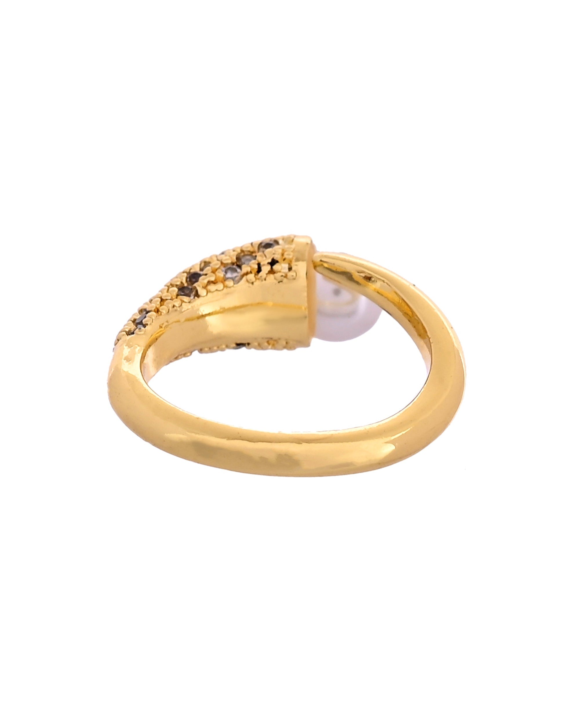 VOJ Gold Plated Anti Tarnish Pearl And Ad Stone Studded Ring For Women  Grab2Buy VOJ Grab2Buy
