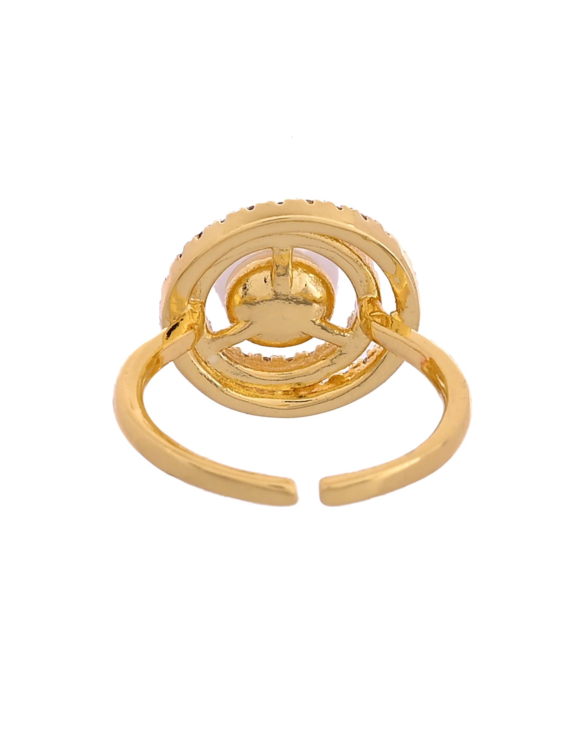 VOJ Gold Plated Pearl Studded Ring With Ad Stones  Grab2Buy VOJ Grab2Buy