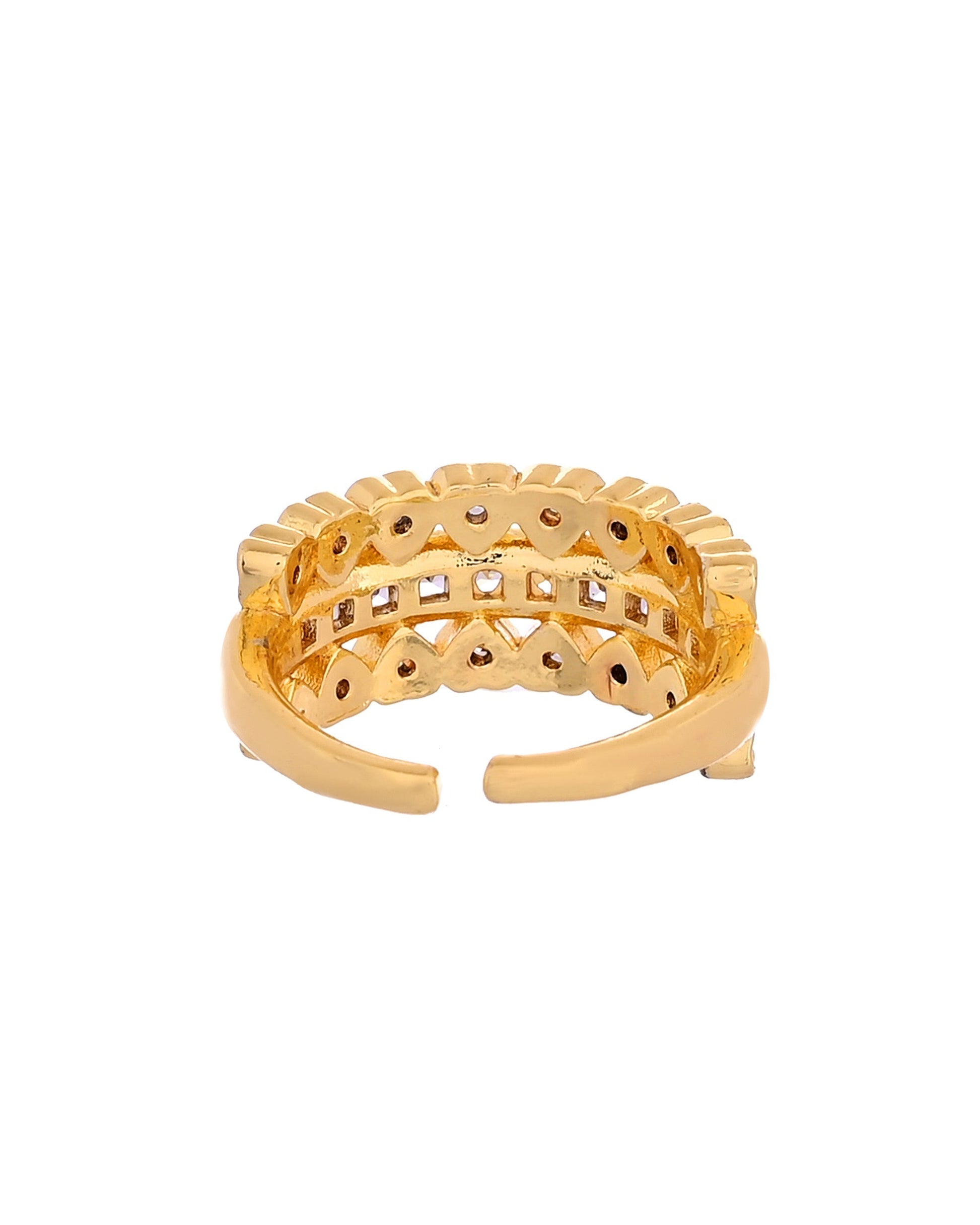 VOJ Gold Plated Ad Stone Studded Heart Designed Adjustable Ring  Grab2Buy VOJ Grab2Buy