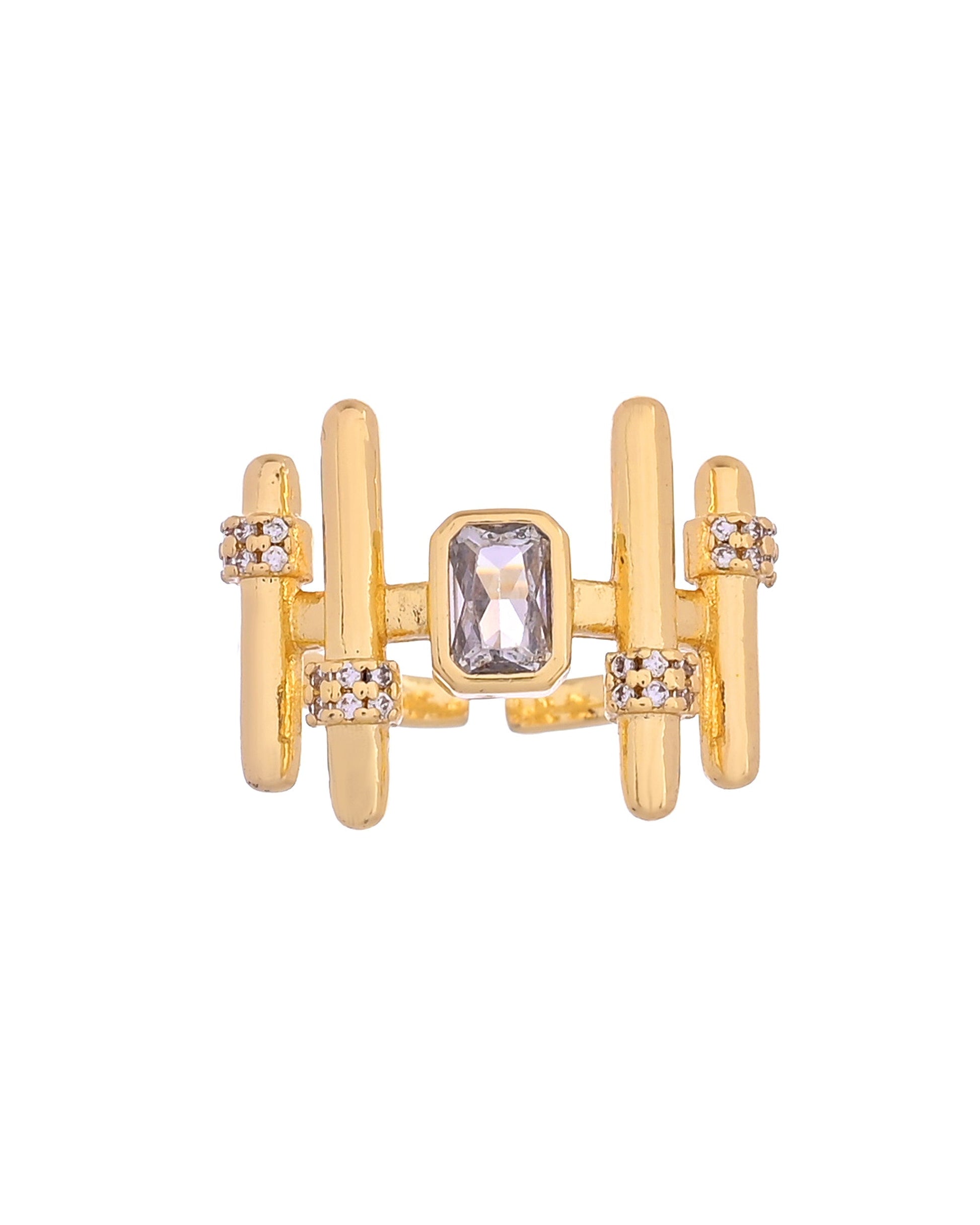 VOJ Gold Plated Stone Studded Adjustable Ring For Women  Grab2Buy VOJ Grab2Buy