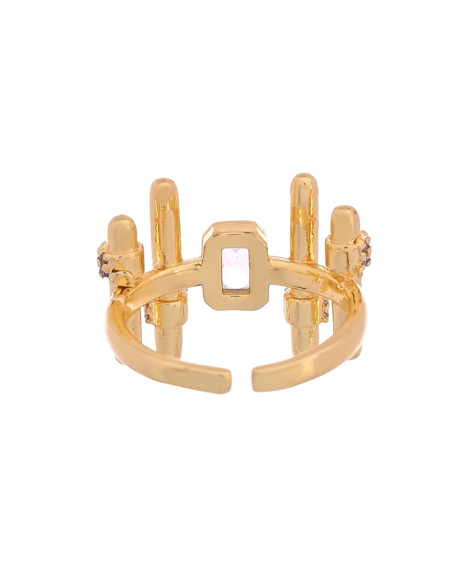 VOJ Gold Plated Stone Studded Adjustable Ring For Women  Grab2Buy VOJ Grab2Buy