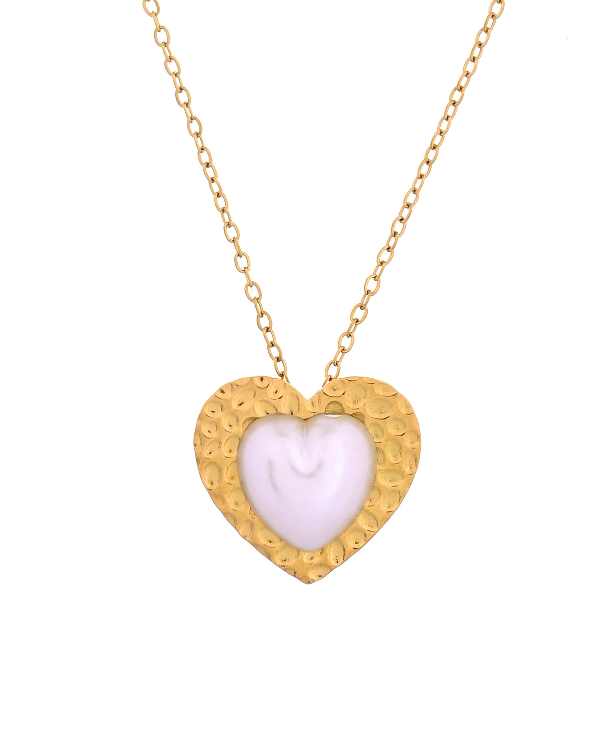VOJ Gold Toned Pearl Studded Heart Shaped Pendant And Earrings With Chain Set  Grab2Buy VOJ Grab2Buy