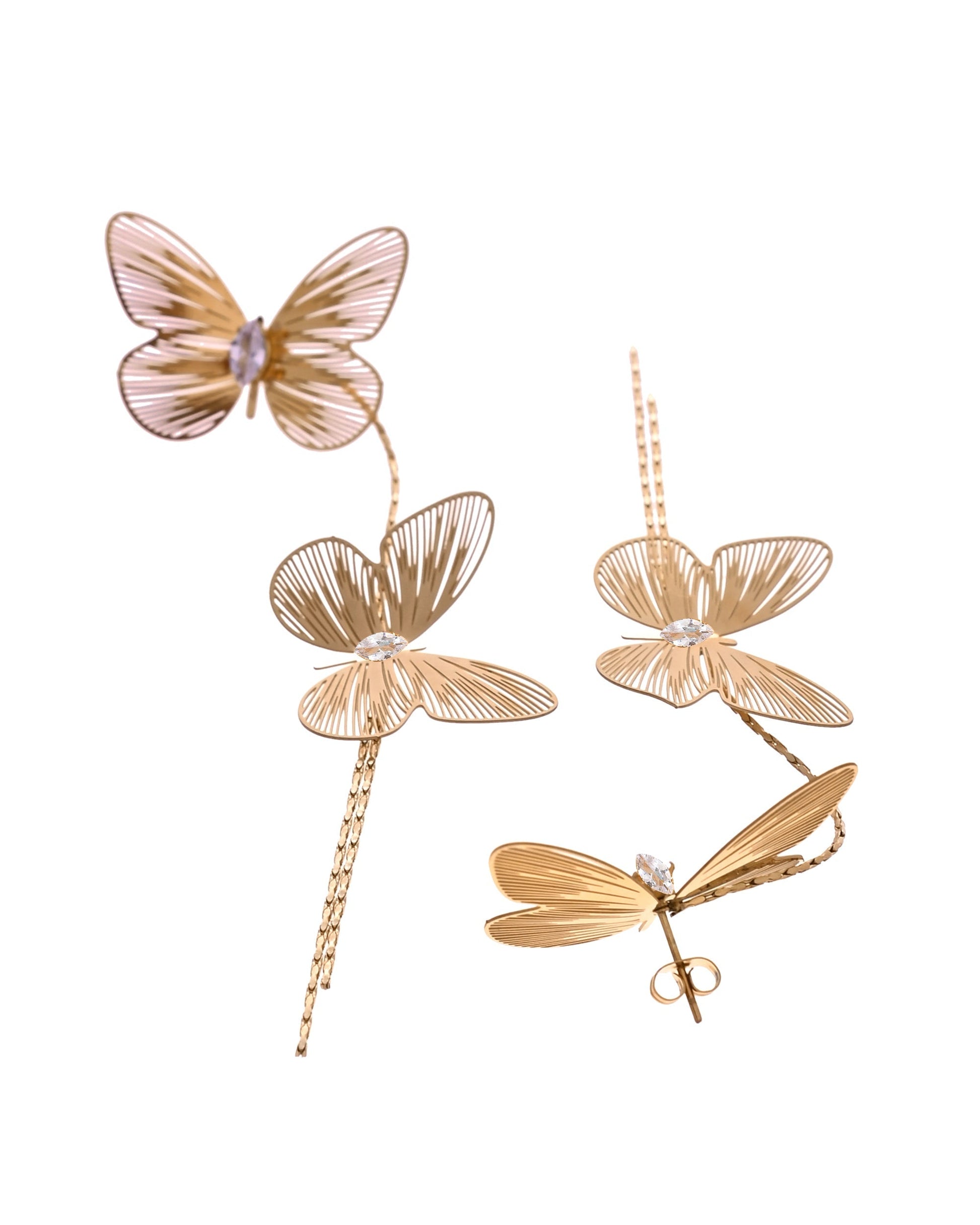 VOJ Gold Toned Butterfly Design With Tassel Studs Earrings  Grab2Buy VOJ Grab2Buy